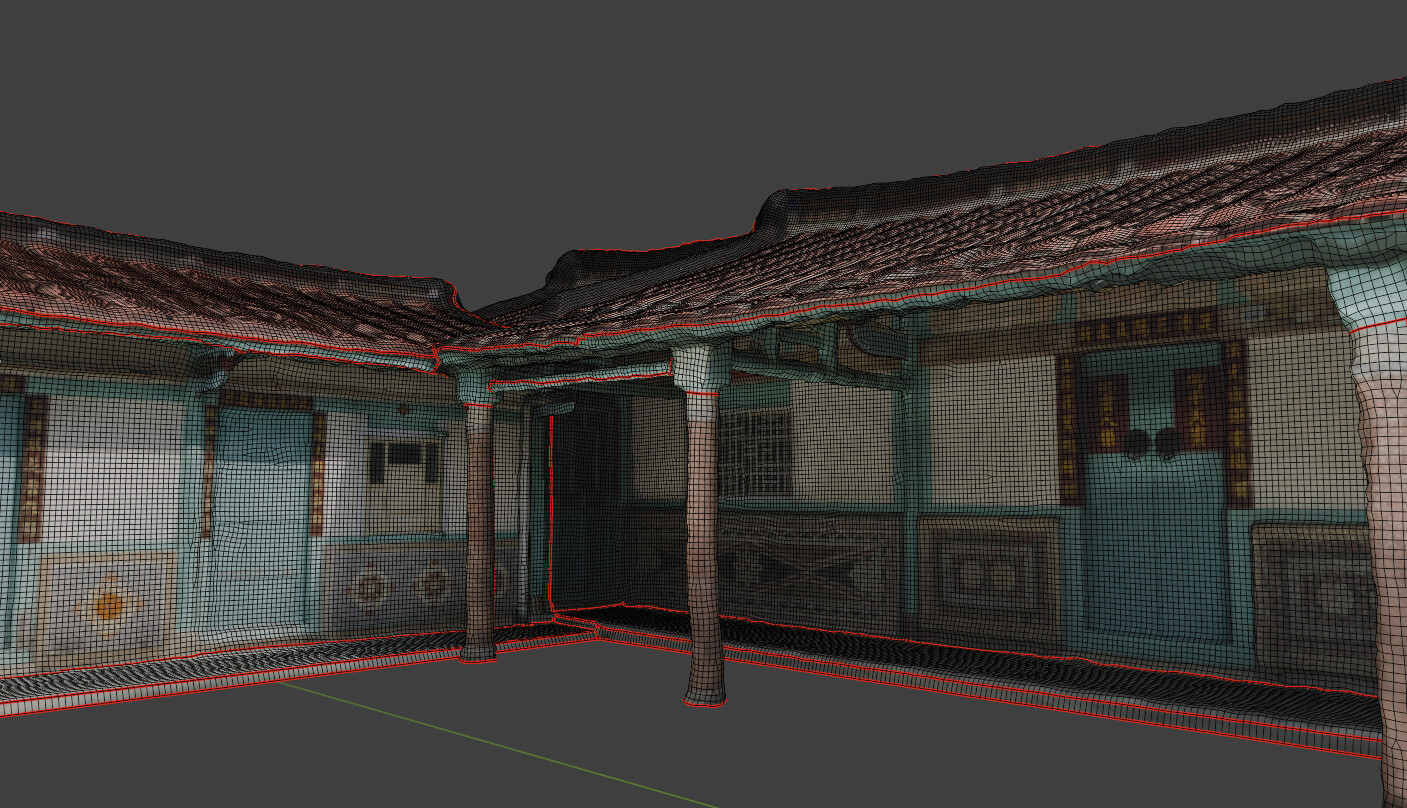 Ama's Home Retopologized &amp; Textured (Final) cleaned up clone stamped texture view with new quads geo &amp; simple UVs
