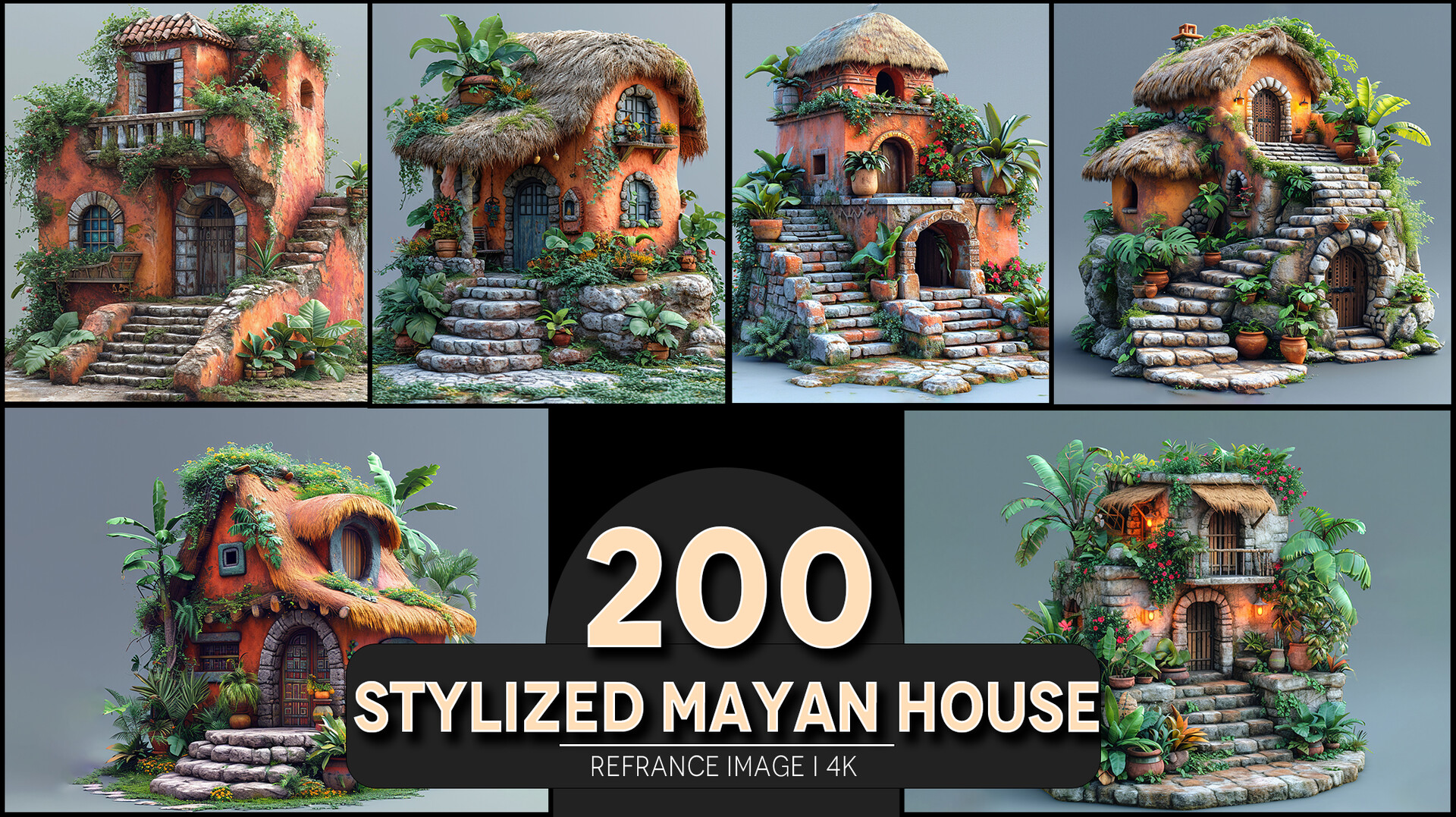Pixel Ref - Stylized Mayan House 4K Reference/Concept Images