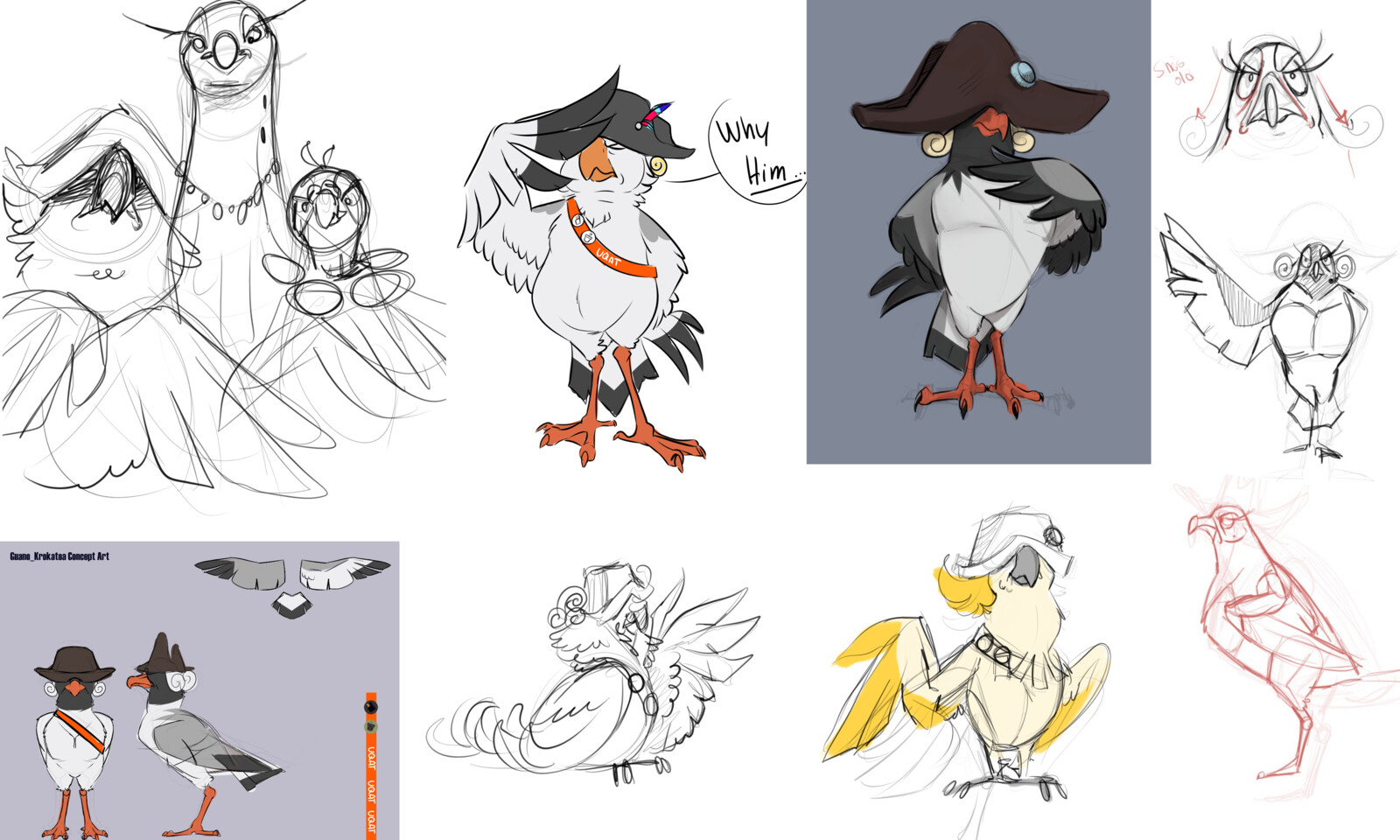J'ai fait plusieurs itérations, certaines avec d'autres espèces en tête pour voir le résultat. Finalement, pour garder le jeu de mot de mouette Bonaparte, on ne s'est pas éloigné du concept original de Jay Huang-Auclair. 