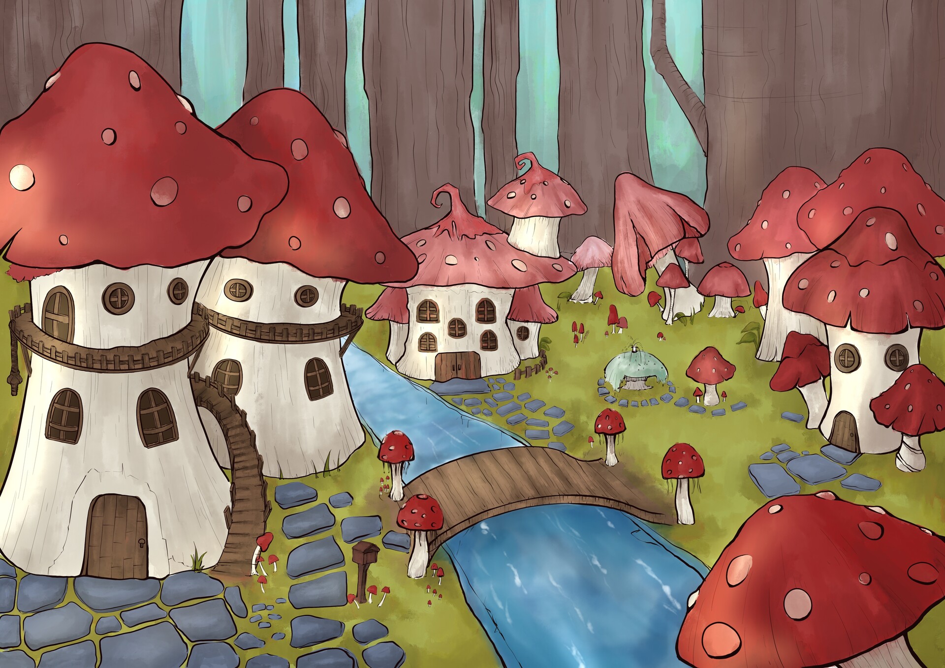 ArtStation - Mushroom village study