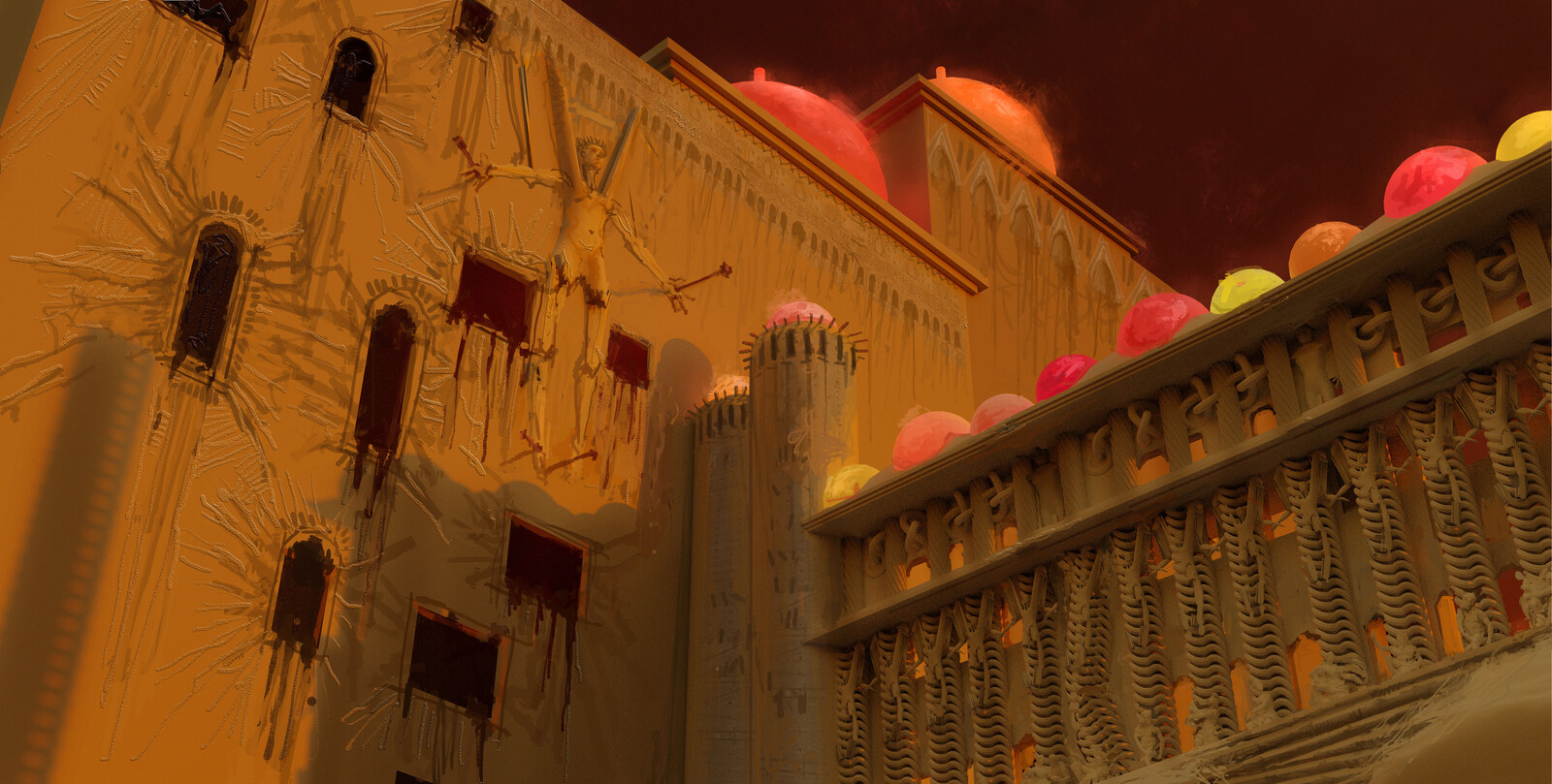 sketch for The City of Dis, started in blender, painted over.