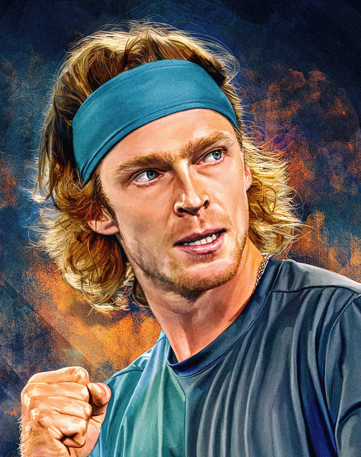 Sam Brannan Andrey Rublev at Australian Open 2024. Digtal artwork