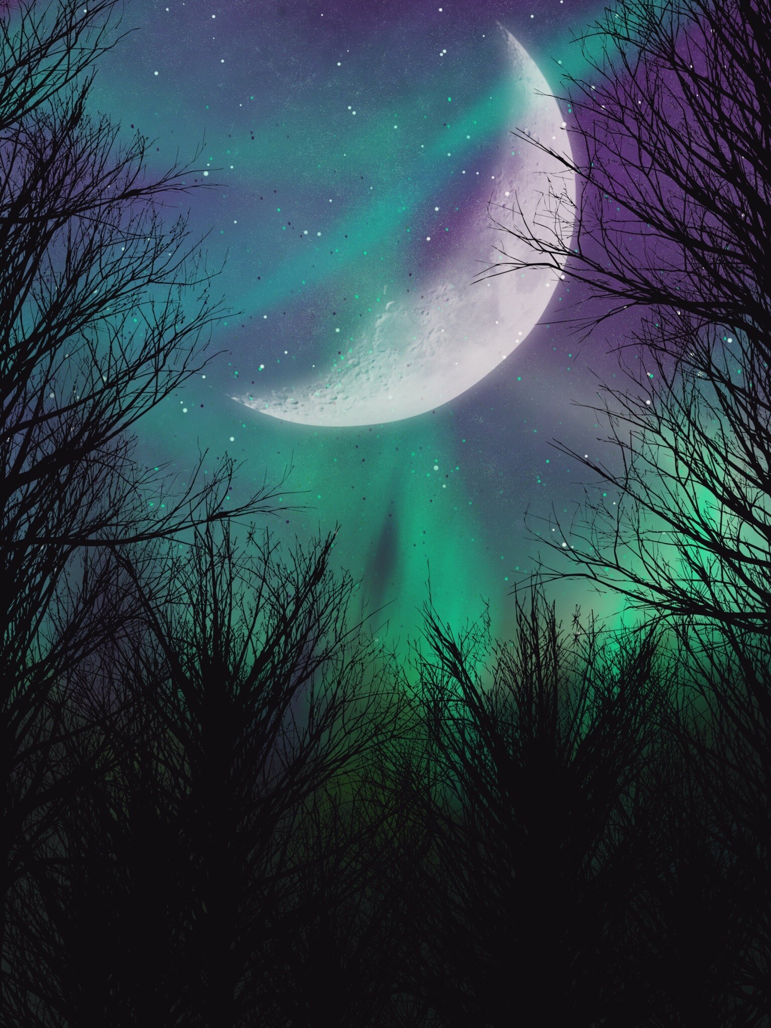 ArtStation - Aurora moon
