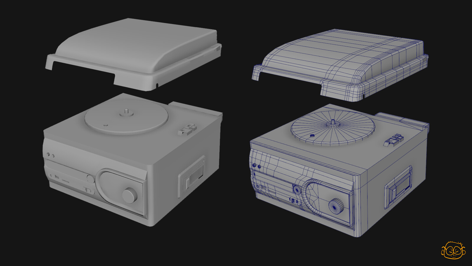 My current main project. A life-SIze digital replica of my own turntable system. 

The lowpoly mesh, still a work in progress. No proper optimization yet, but pleased with the shapes thus far.
