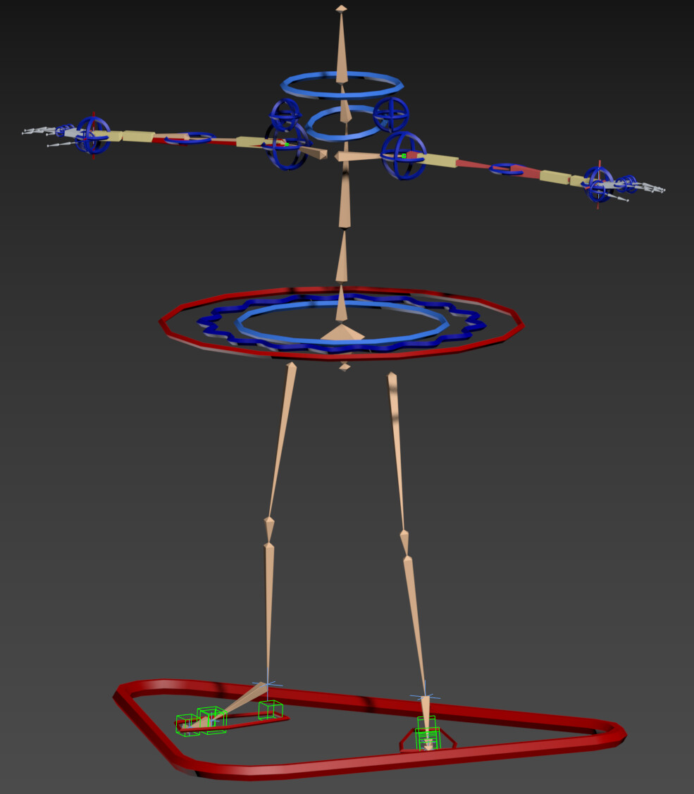 Skeleton, controls and helpers (Mesh Hidden)