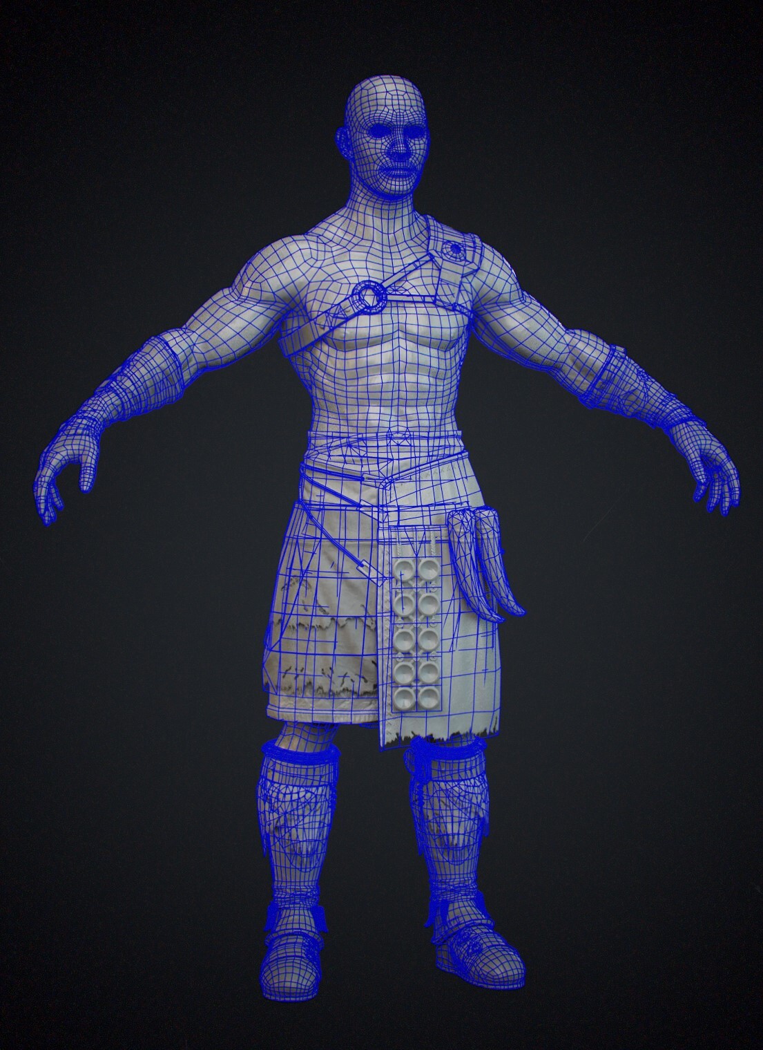 Wireframe - The character is about 37k triangles.