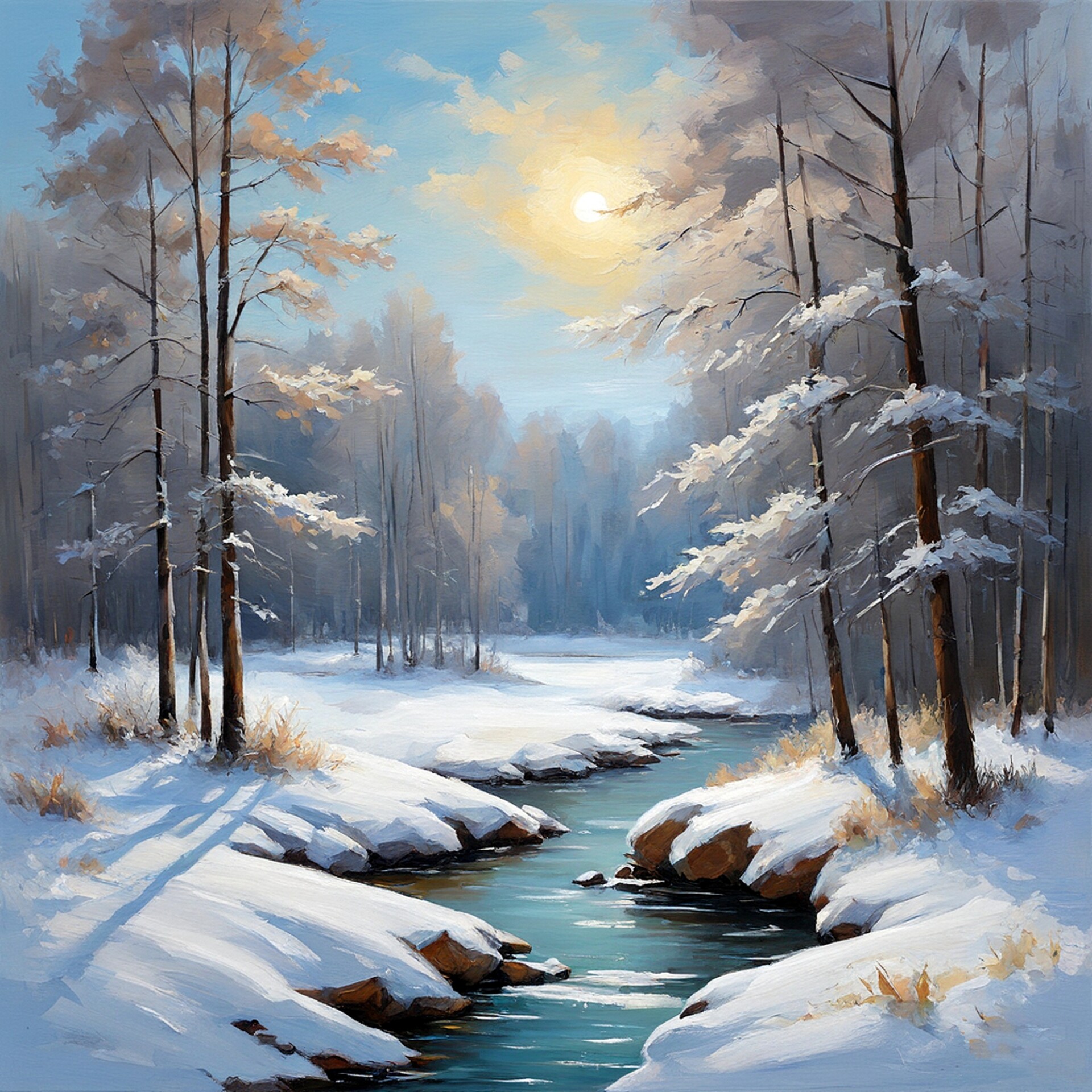 Artstation - Bright Frosty Day In The Winter Forest