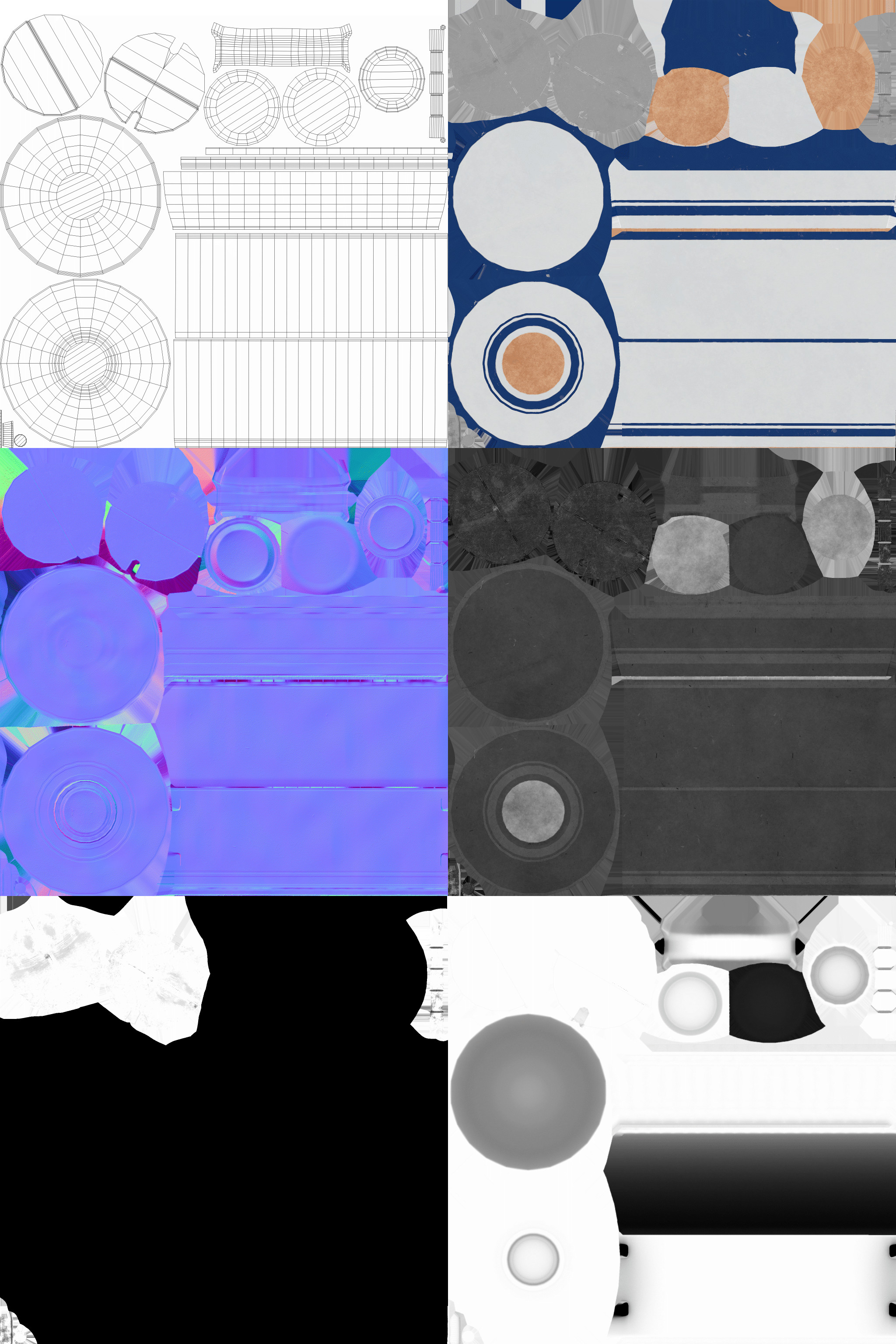 2048x2048 | UV, BaseColor, Normal, Roughness, Metallic, AO
