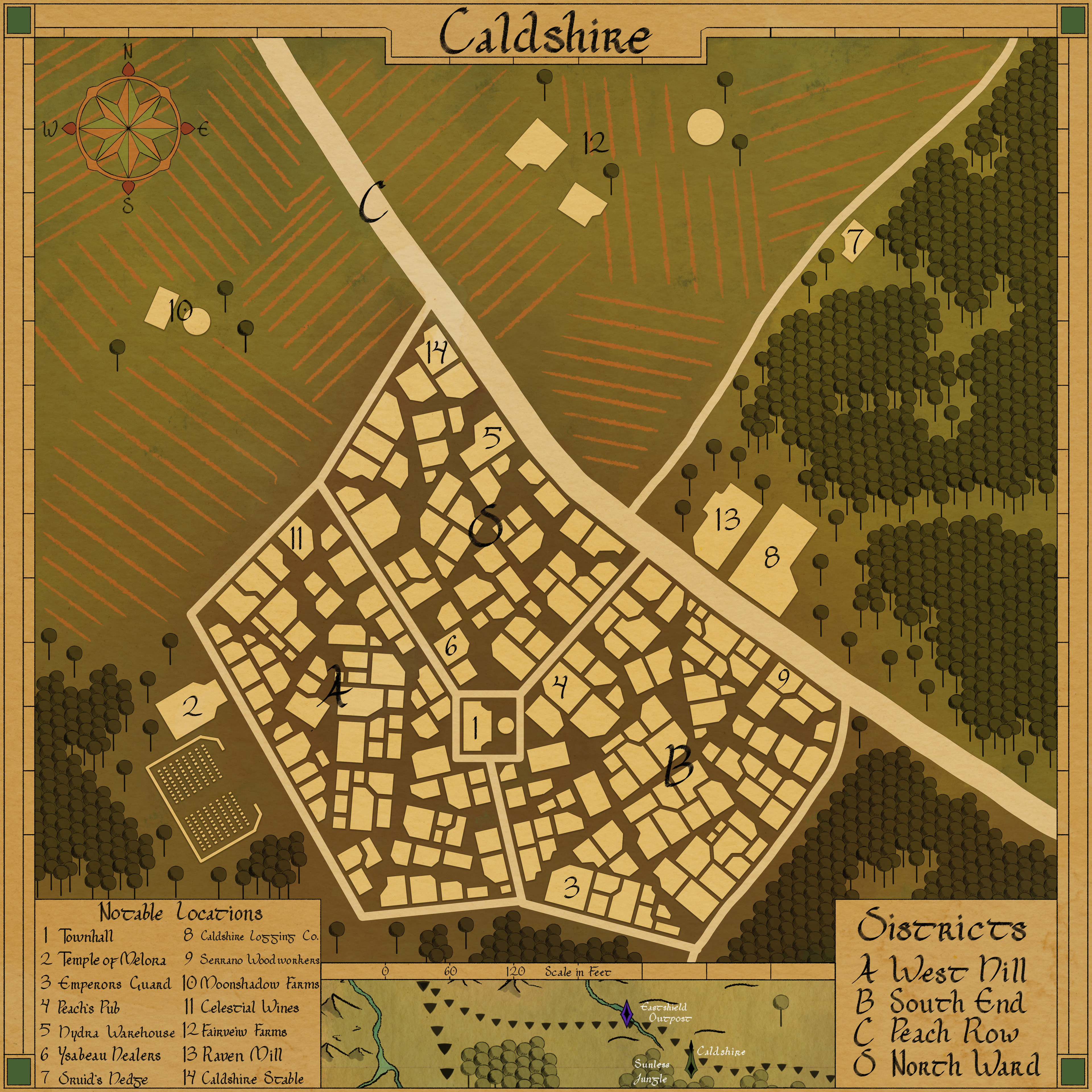 The sleepy village of Caldshire, home to the best peaches in the Lost Empire