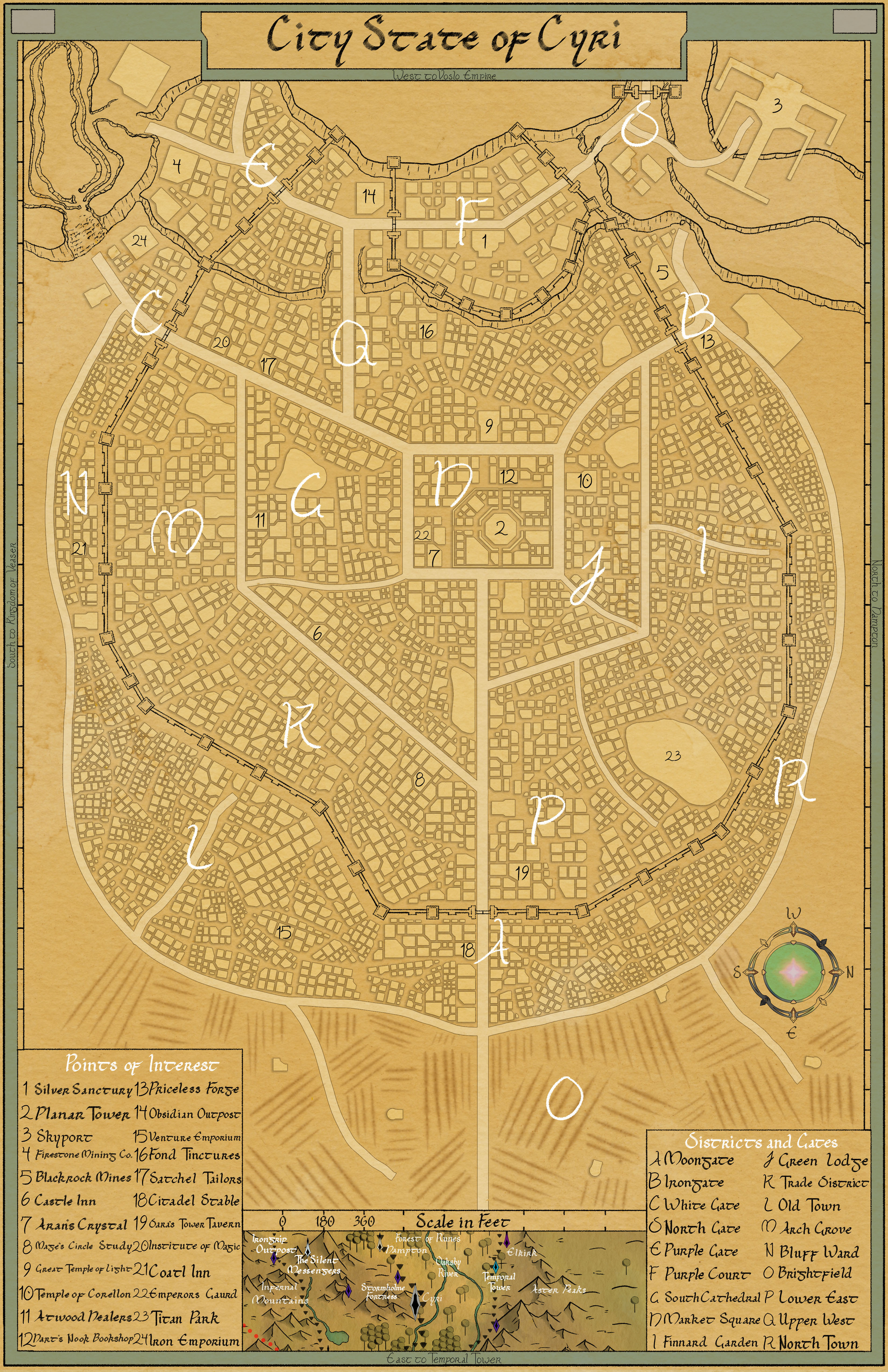 The great city of Cyri, home of the Arcanum Imperium and many strange magics. 