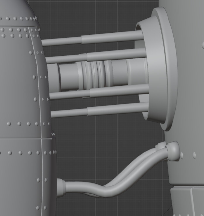 Viewport Shading - Coupler and Hydraulic supports with fuel lines