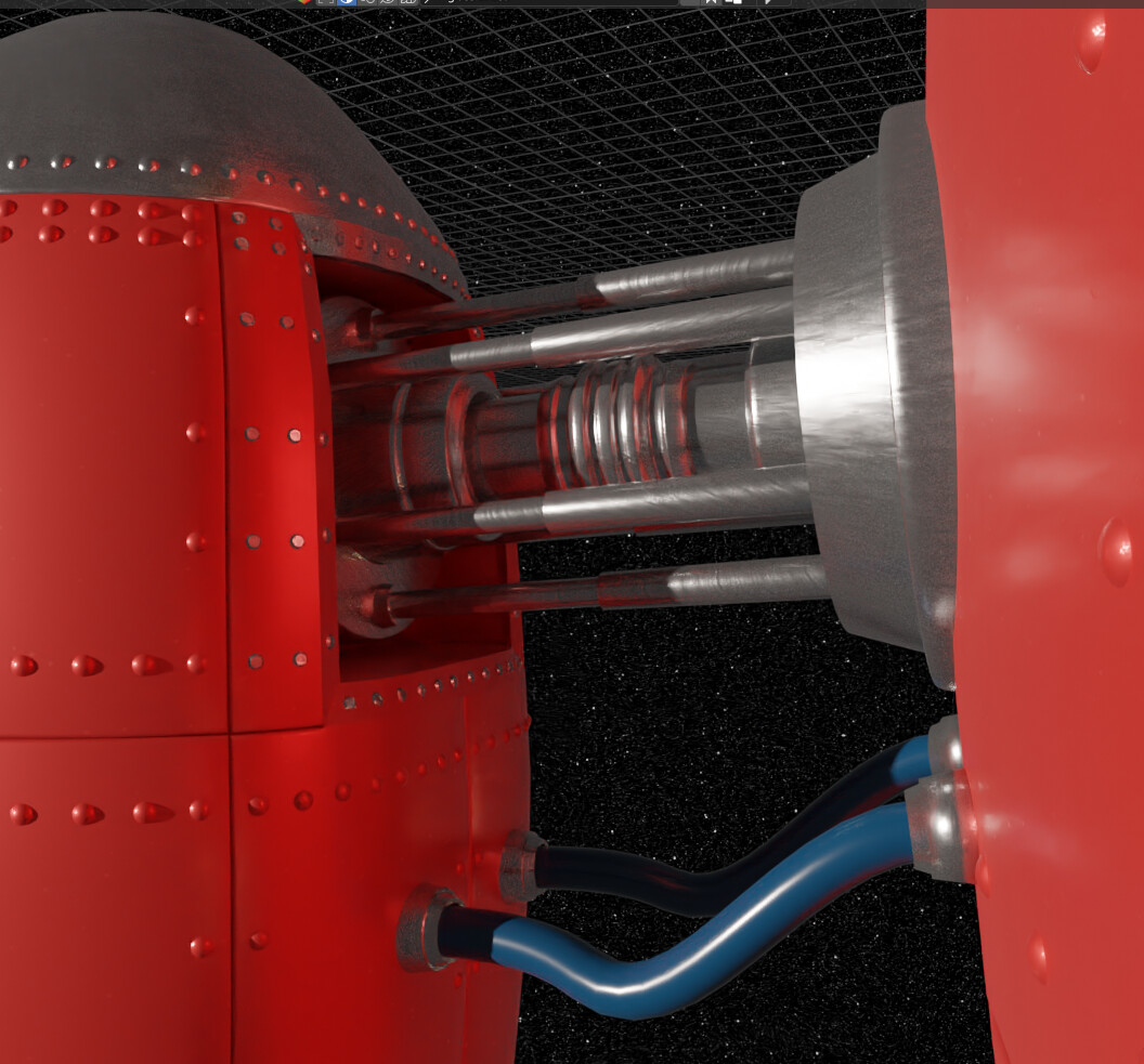 Viewport Render - Coupler and Hydraulic supports with fuel lines