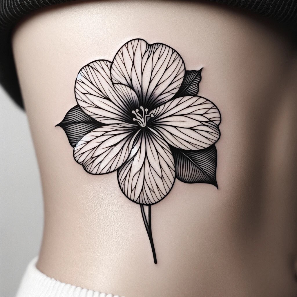 ArtStation - Black and White Violet Tattoo - Birth Flower Tattoo