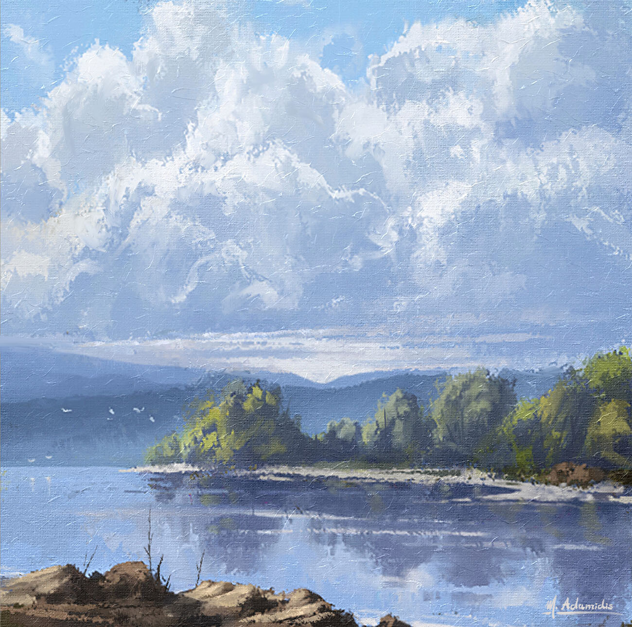 Artwork "Shimmering Blue Lake" - Digital Landscape Painting