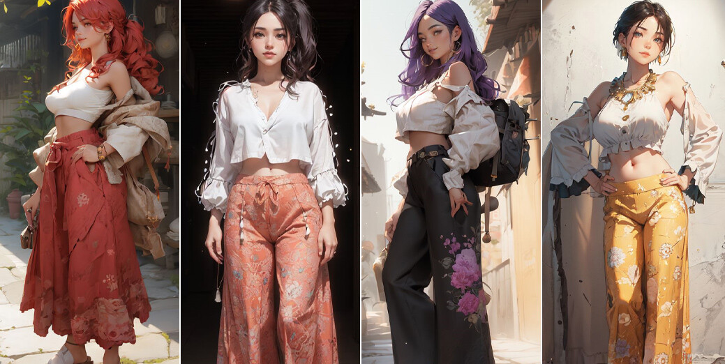 ArtStation - 292 Stylish Loose Silk Pants Fashion Characters Reference and  Designs Reference Art V1 4K in shop!