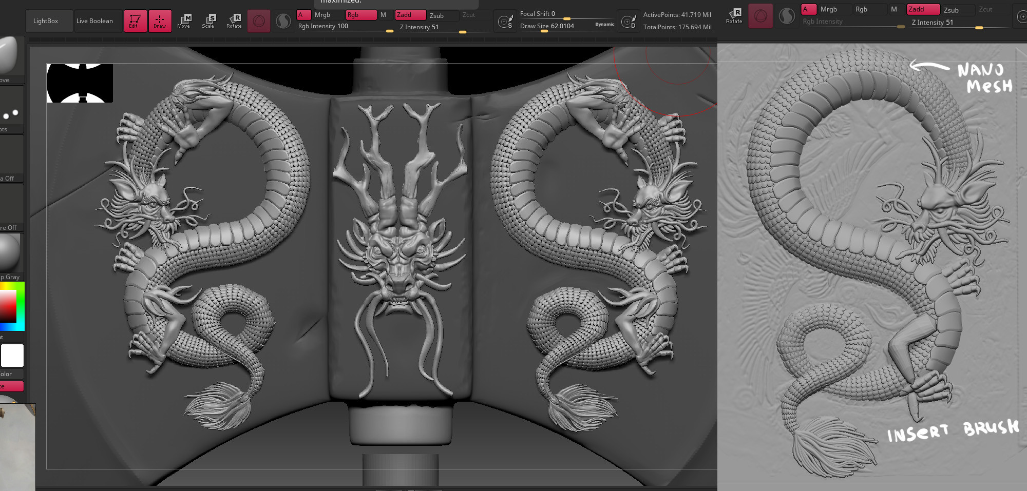 Dragon was made as an insert brush. 