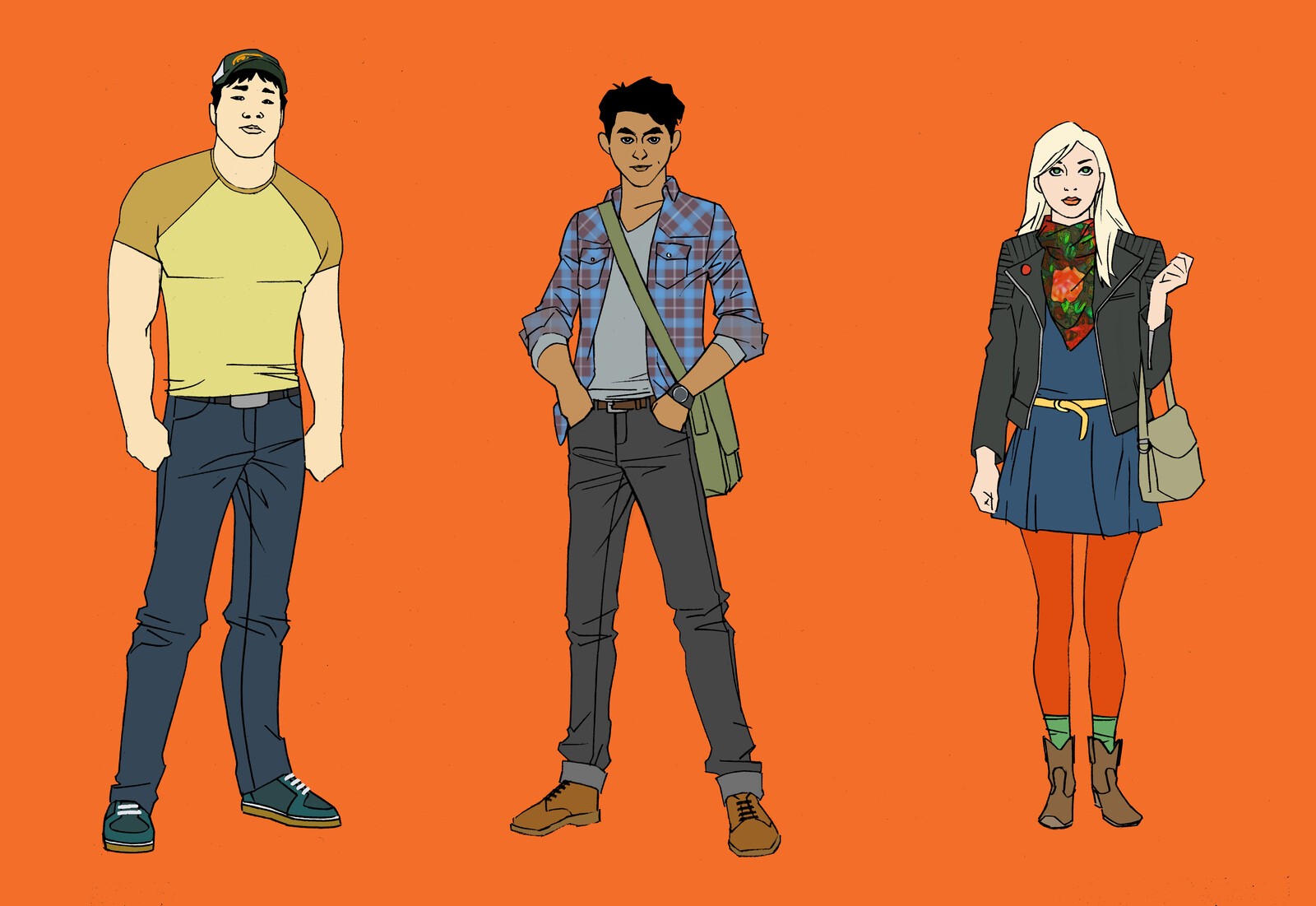 The cast of hero characters. Setting was Toronto in 2014.