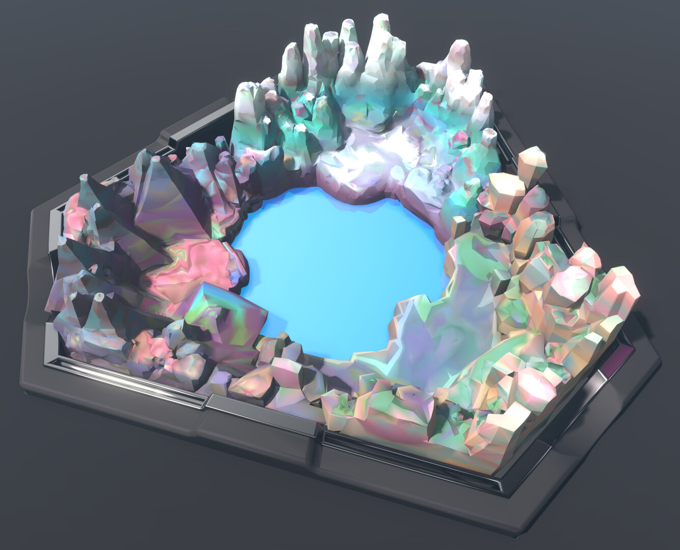 Low poly "fast preview mode" from houdini, allows you to tweak the colors and get fast updates.