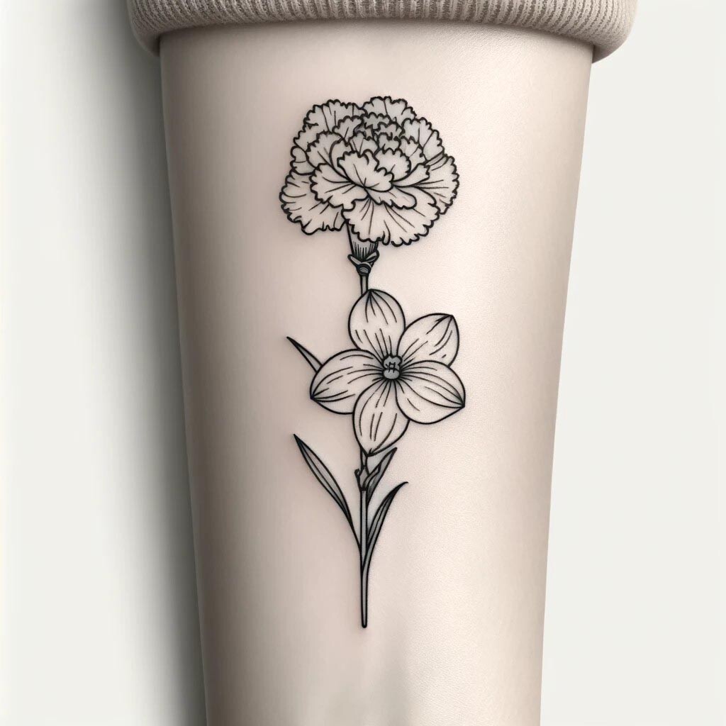 ArtStation Carnation and Narcissus Tattoo Birth Flower Tattoo