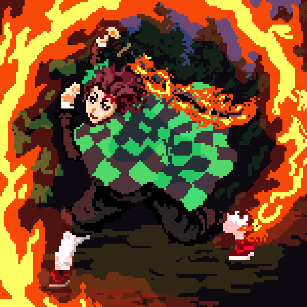 Heriberto Martinez - Tanjiro Demon Slayer Pixel Art