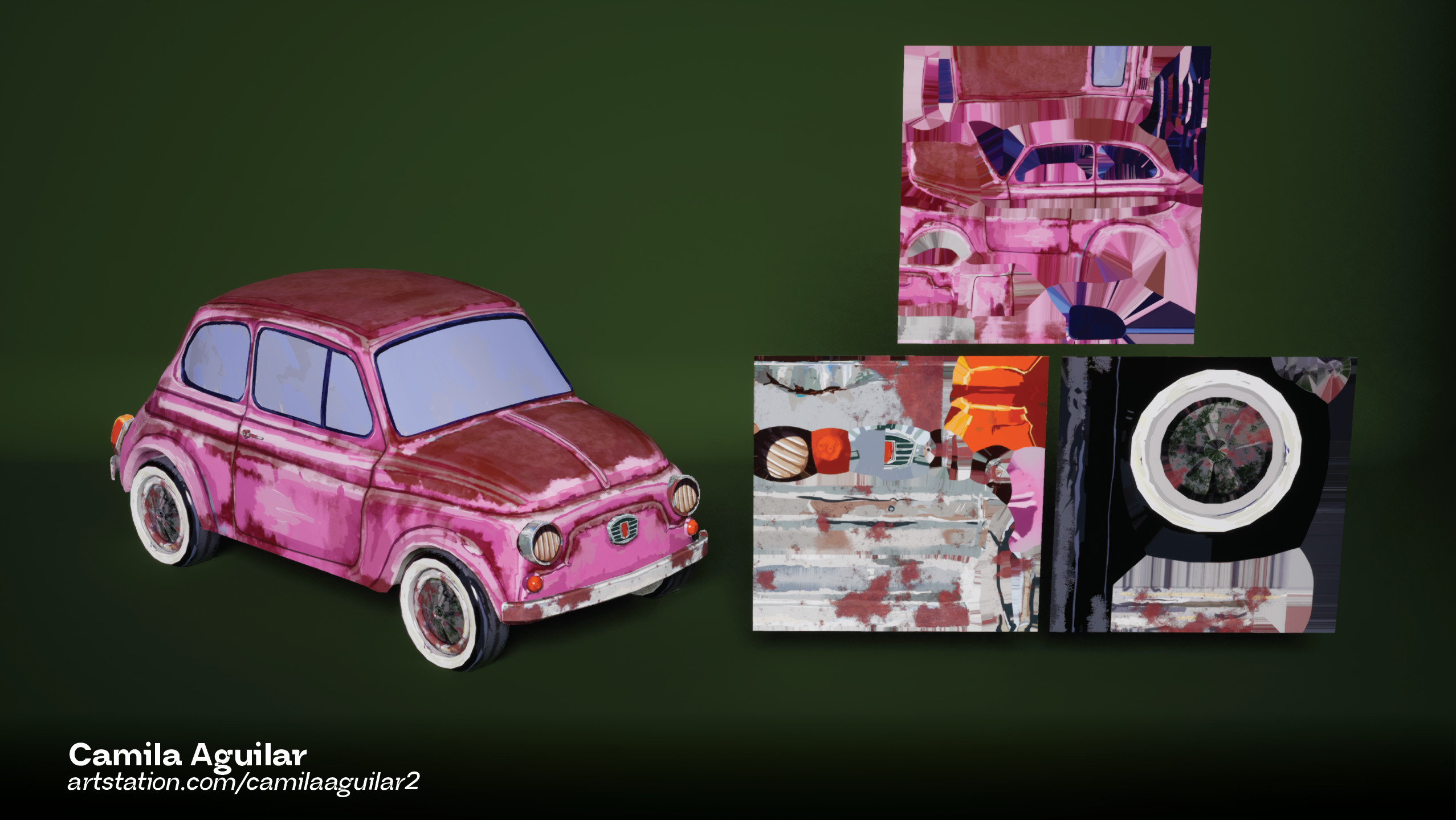 Fiat 500 with texture sheets