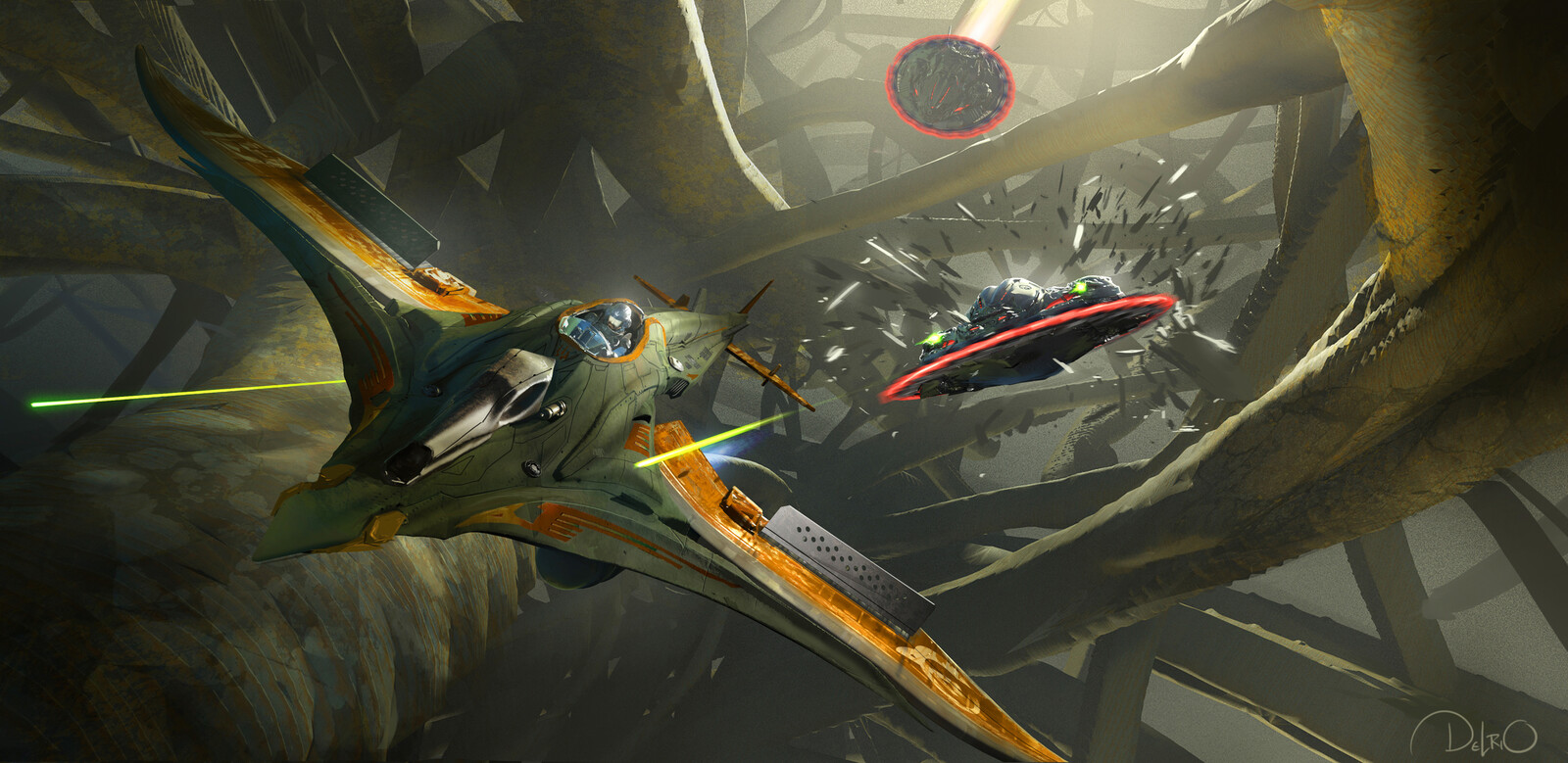 WIND RAIDER - Really wanted to see him taking the fight to the minions of evil. For this keyframe I imagined the fighters winding around the lower sections of Castle Grayskull with Rotons in pursuit.