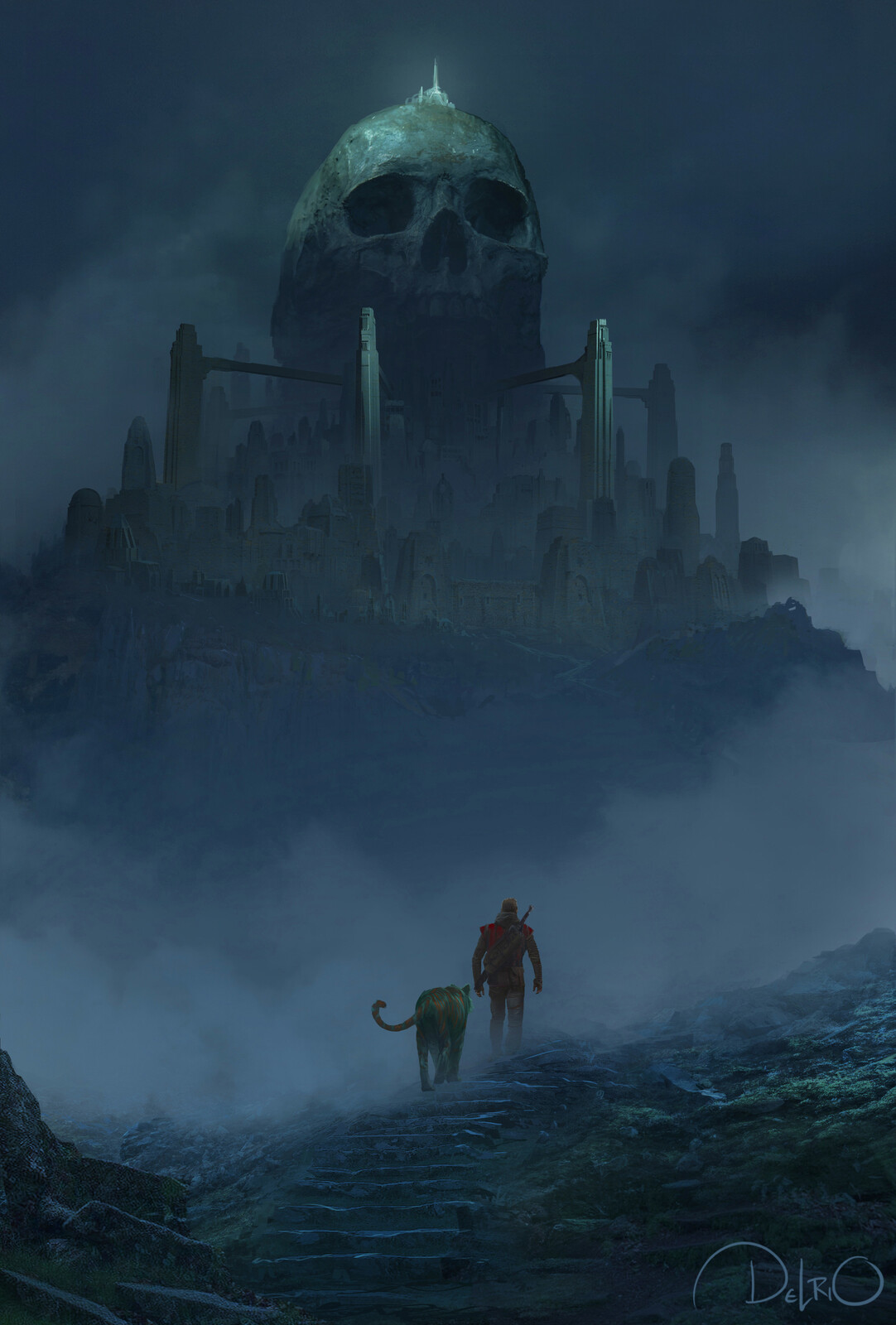 GRAYSKULL - One of my alternate takes onGrayskull. I envisioned that skull portion was actually a being thousands of years ago in Eternia. One of the giants of old who fell in battle . A giant fossil to the history of Eternia. And years ago an ancient cit