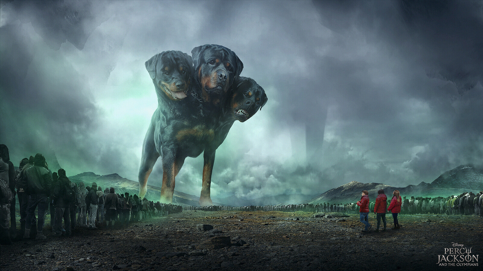 A frame where the trio meets Cerberus for the first time