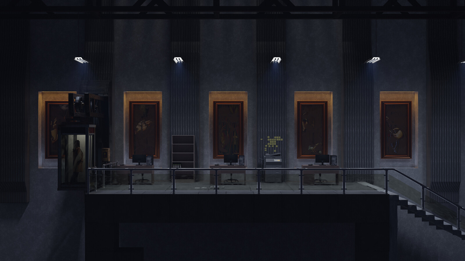 Reworking the elevator area, adding fencing and other details to fill out the location