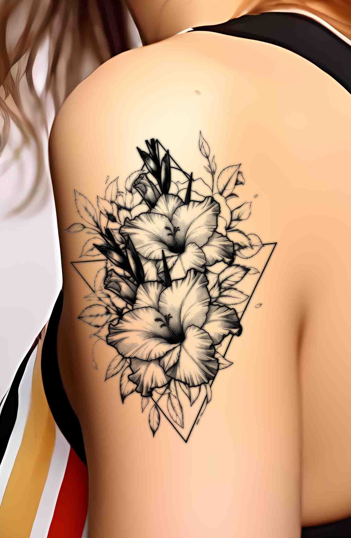 ArtStation - Gladiolus Tattoo - Birth Flower Tattoo, image size:1373x2104