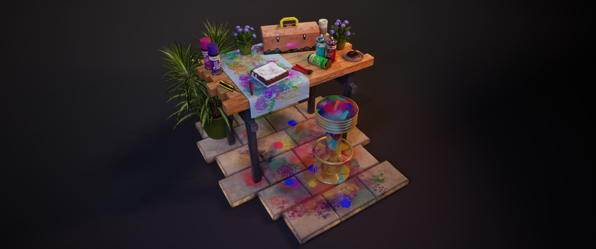 ArtStation - Artist Work Bench Diorama