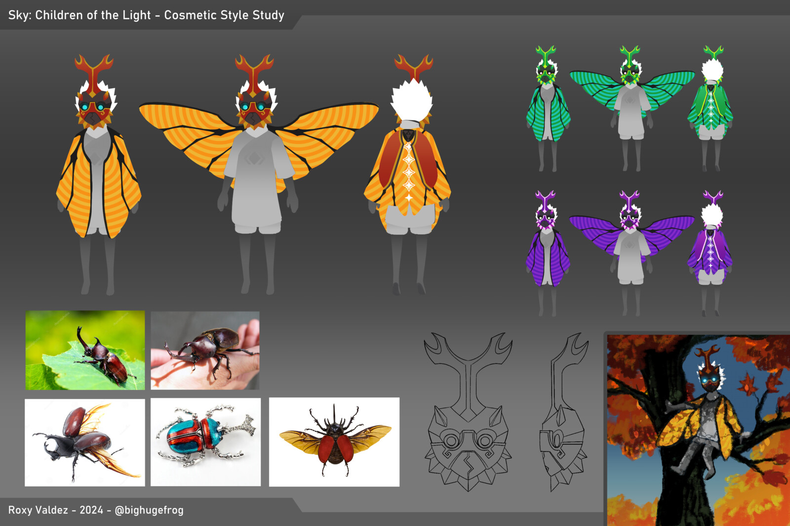Cosmetic set based on a horned dynastid beetle.
