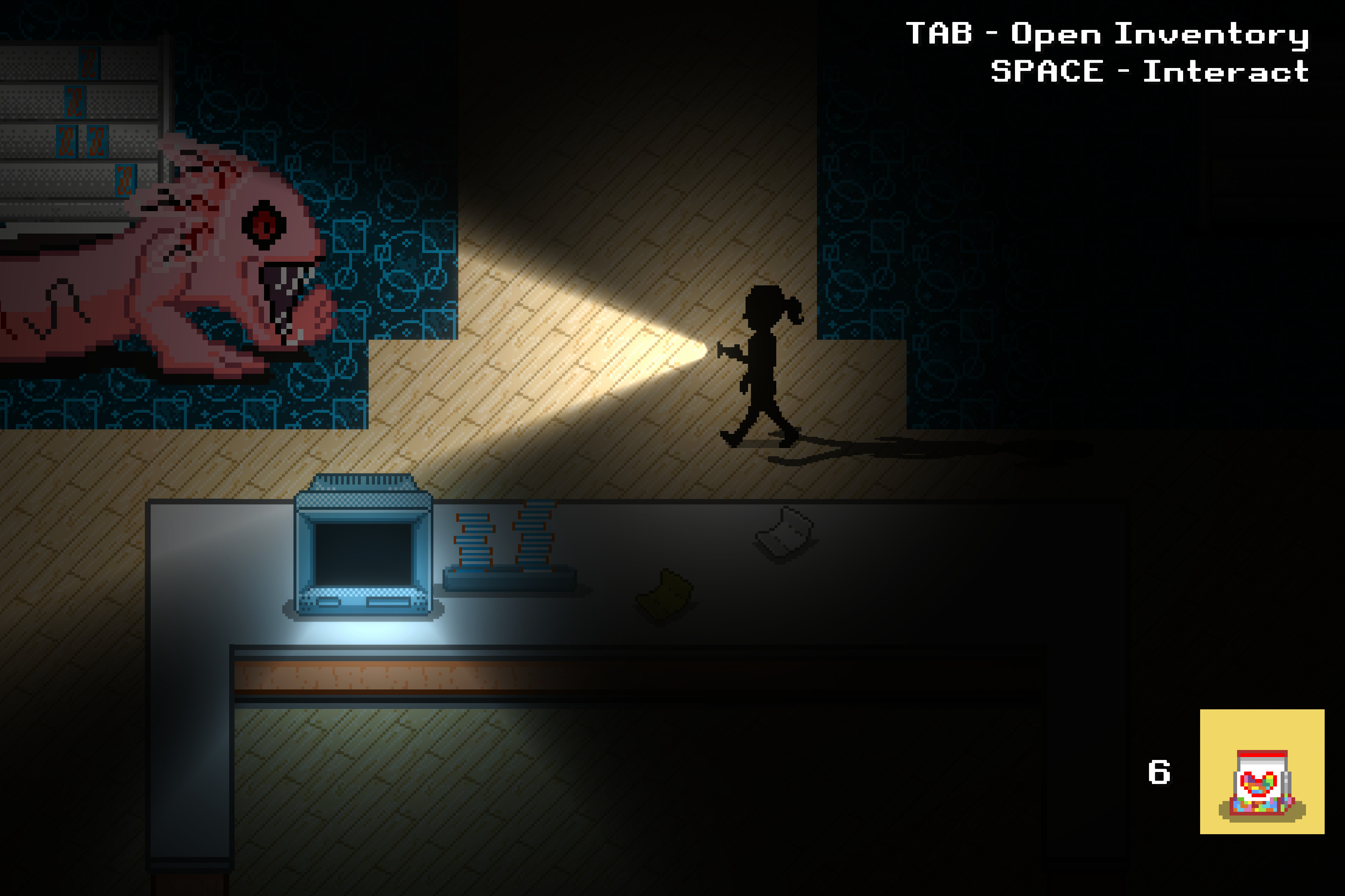 Lights off! Shot of monster and in-game lighting system.