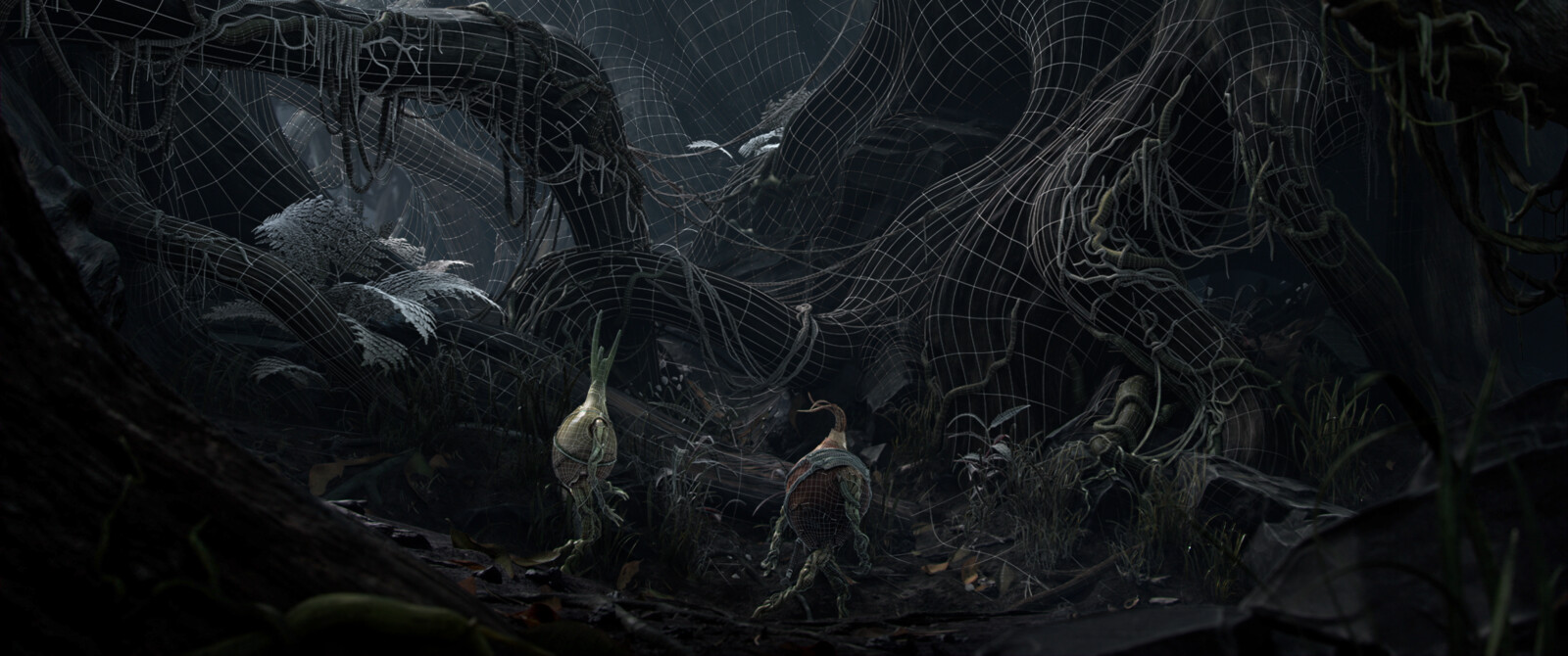 Forest wireframe (concept, set dress, lighting, compositing)
