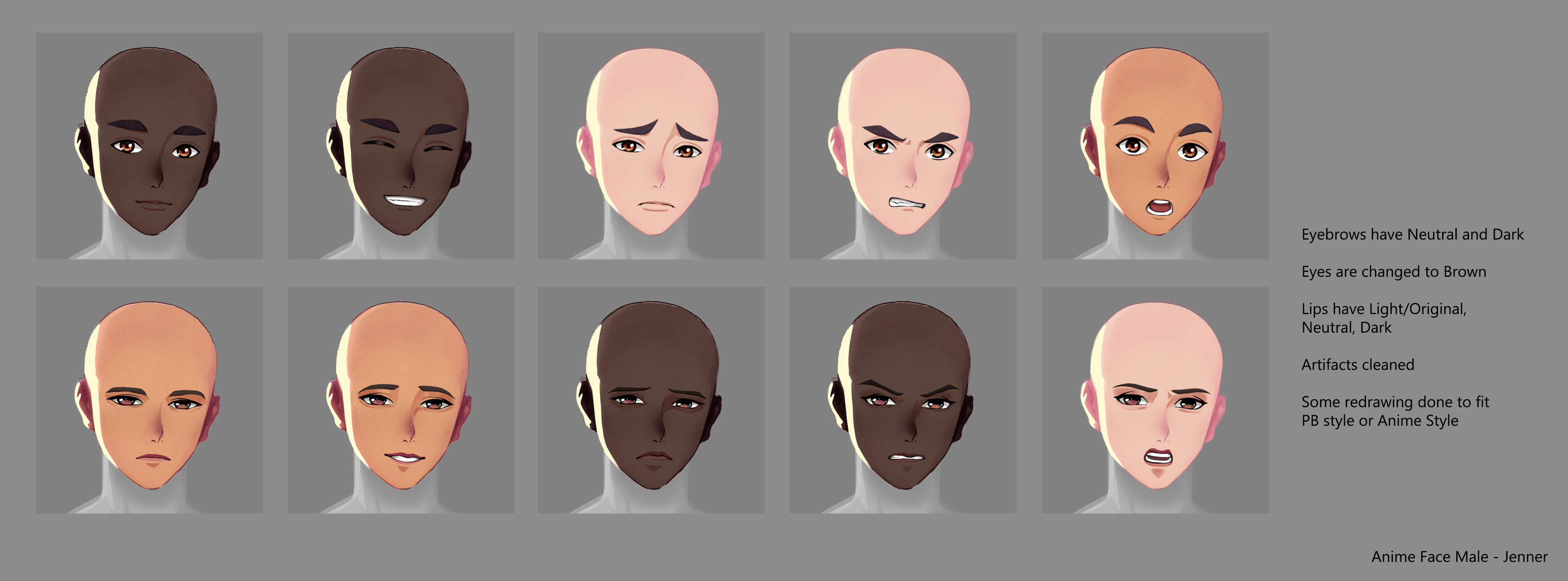 Example of faces working with different skintones