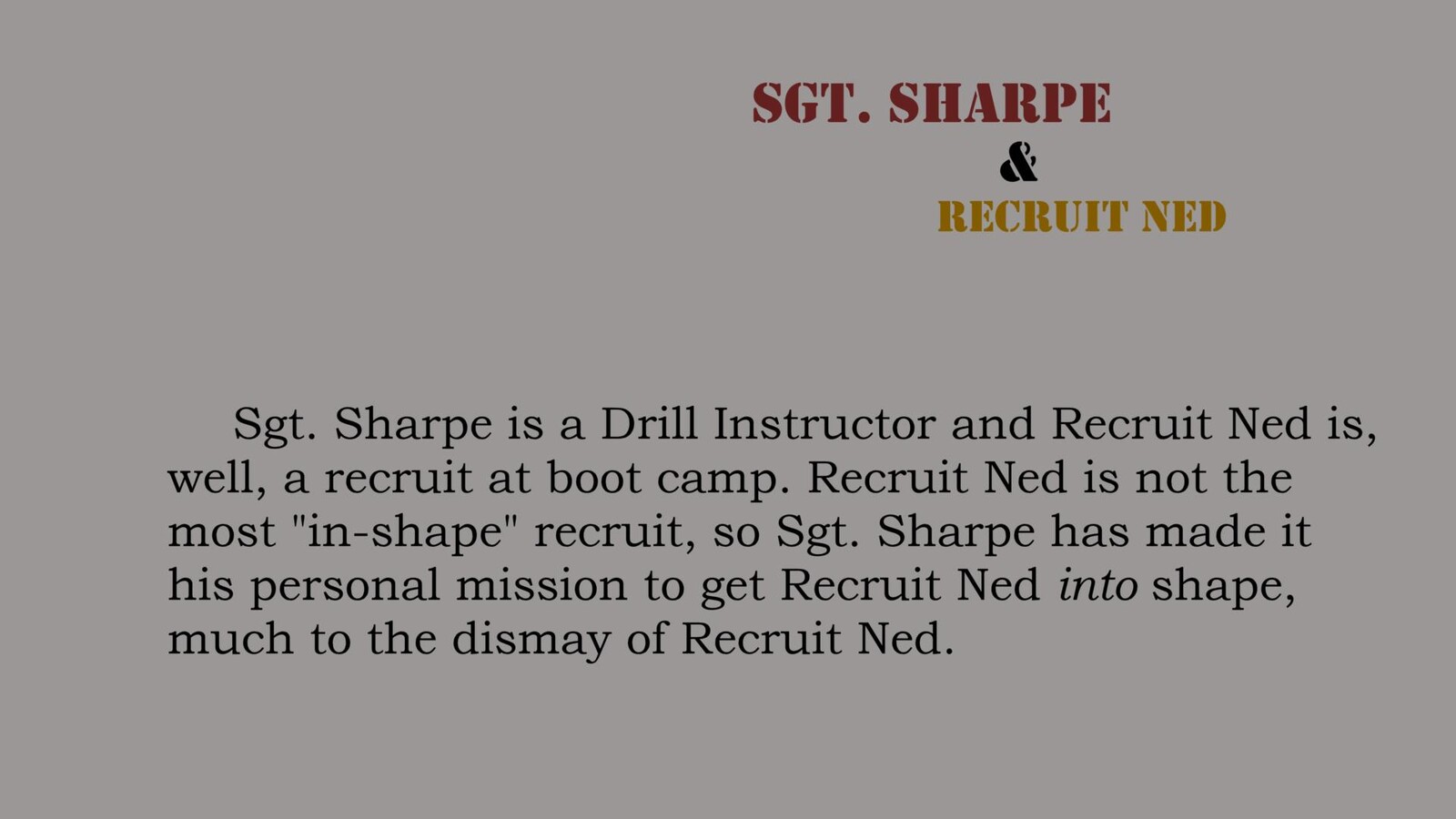 Character Description.