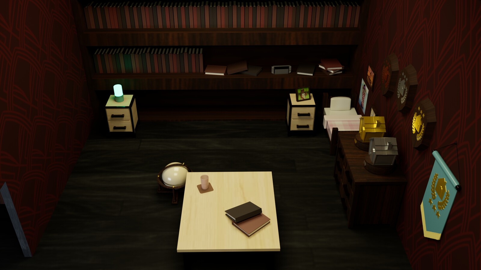Rendered top-down view of the room