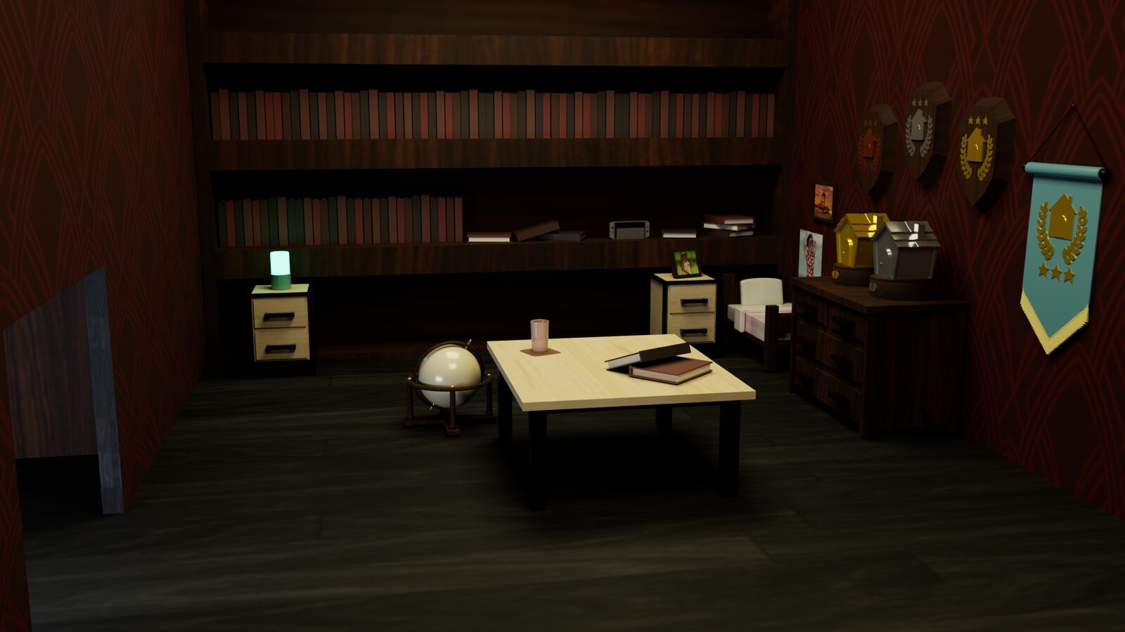 Rendered wide shot of the room