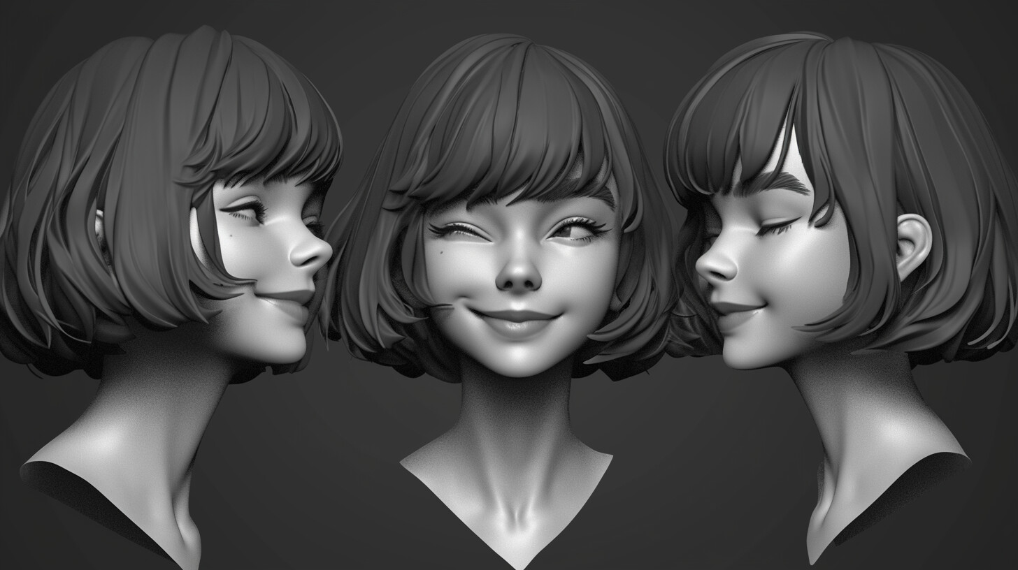 Tika Art - +300 Emotional Female Head Sculpt Reference(4k)