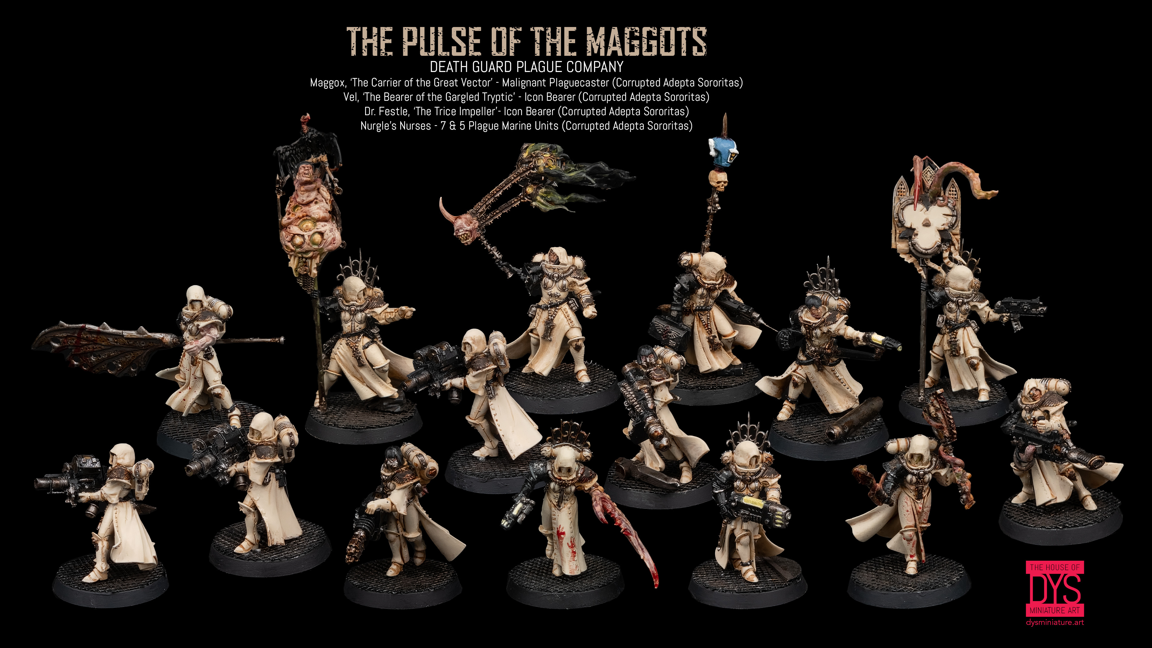 Nurgle’s Nurses ‘Team Dextra &amp; Sinister’ - 7 &amp; 5 Plague Marine Units (Corrupted Adepta Sororitas)