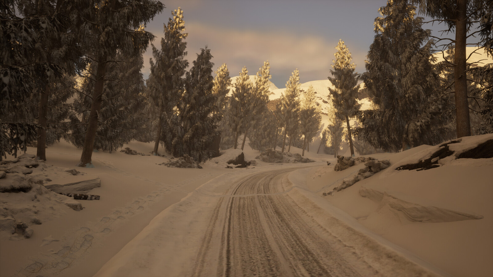 Snowy Forest Road