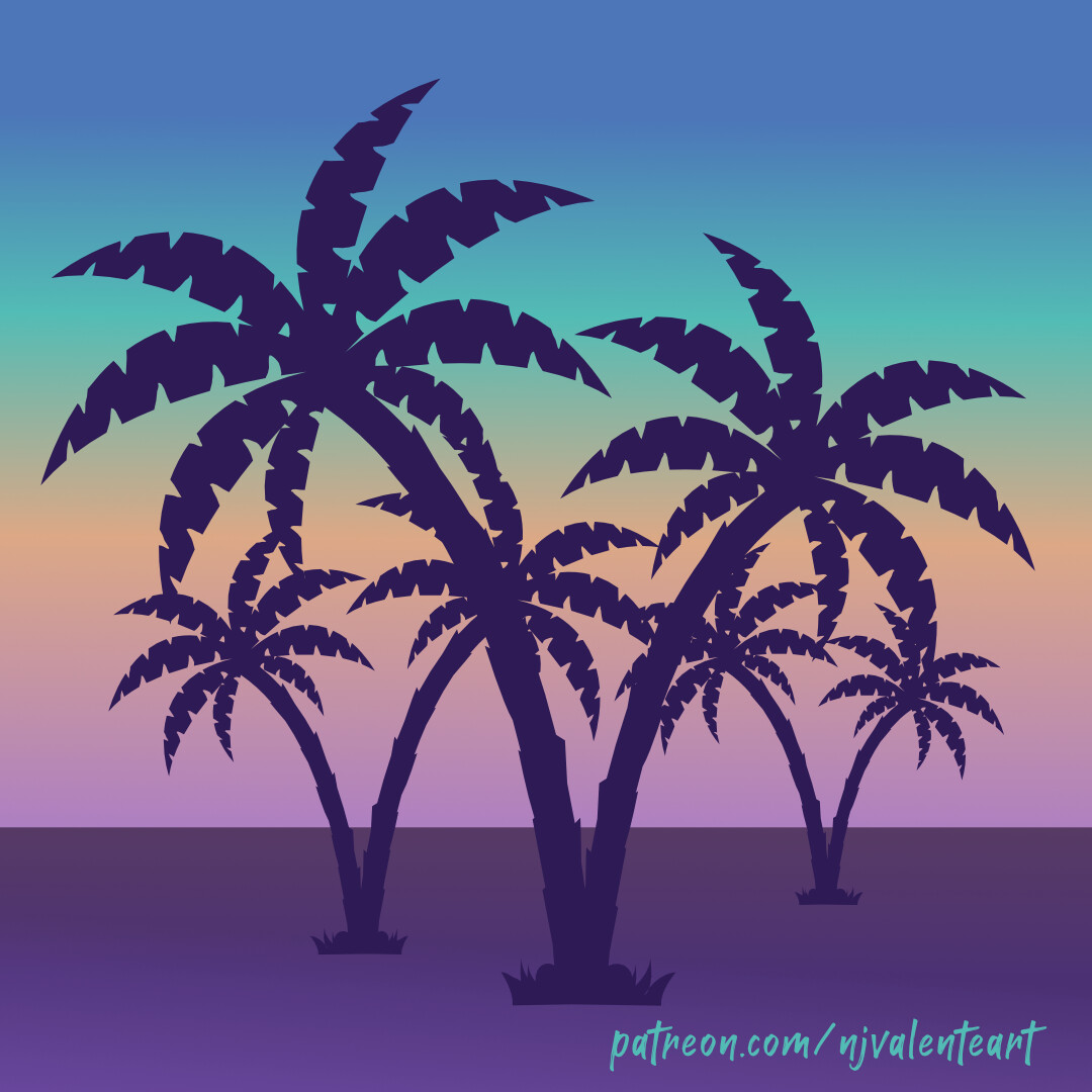 Creating palm trees tutorial on YouTube. Vector assets available on my Patreon page.