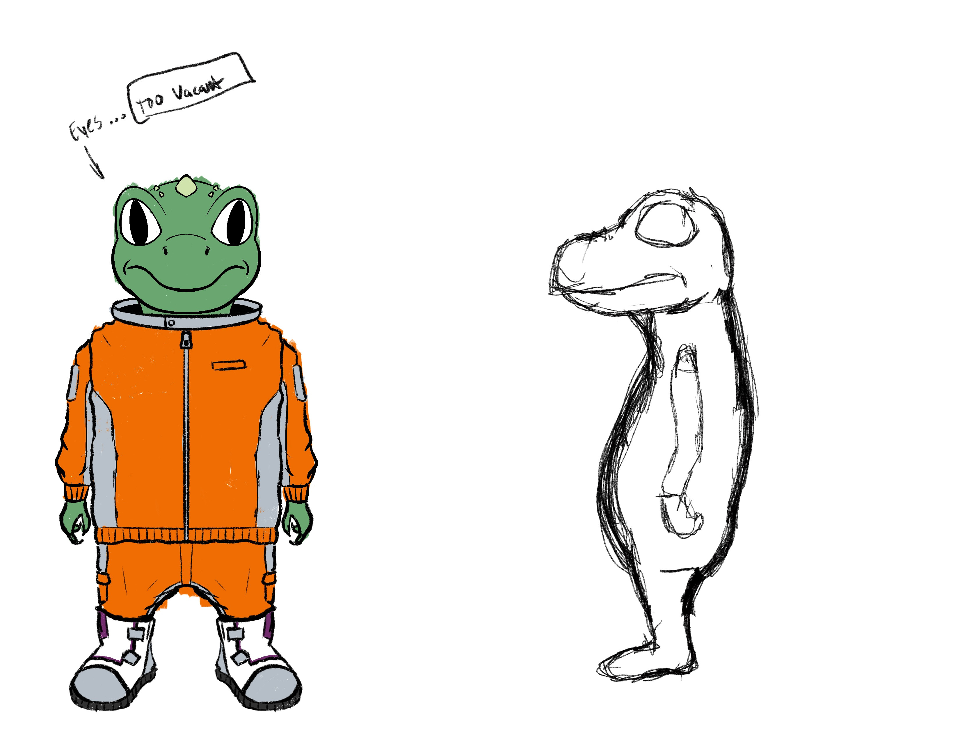 Original Character Design, wasn't sure how the clothes were going to turn out so I planned on modifying the design for rigging/animation. Ended up not needing to!