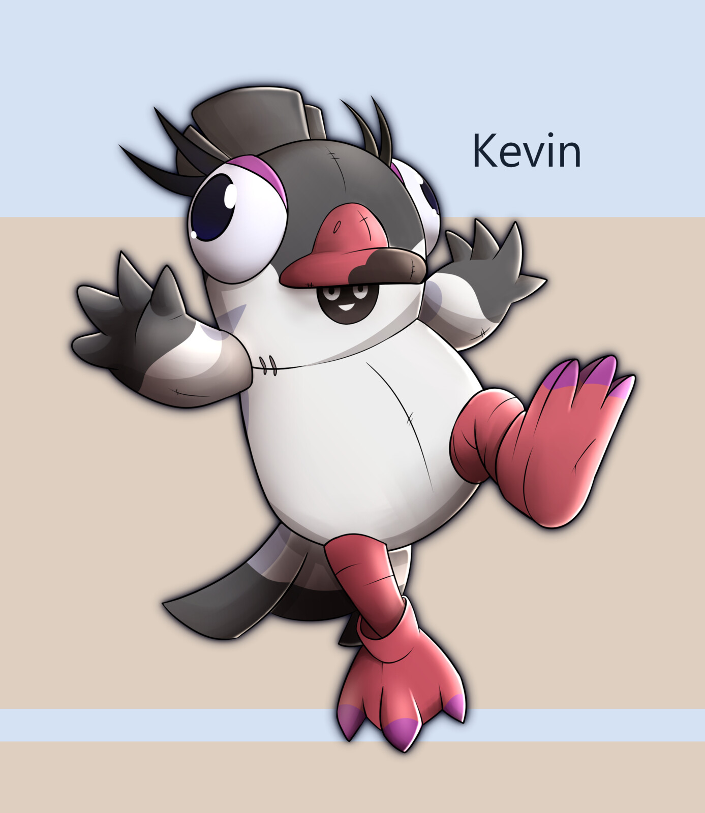 Art Officiel de Kevin, un Quest giver très loufique avec une obsession pour être un Goéland. Il est dans une mascotte à l'effigie d'Edna...