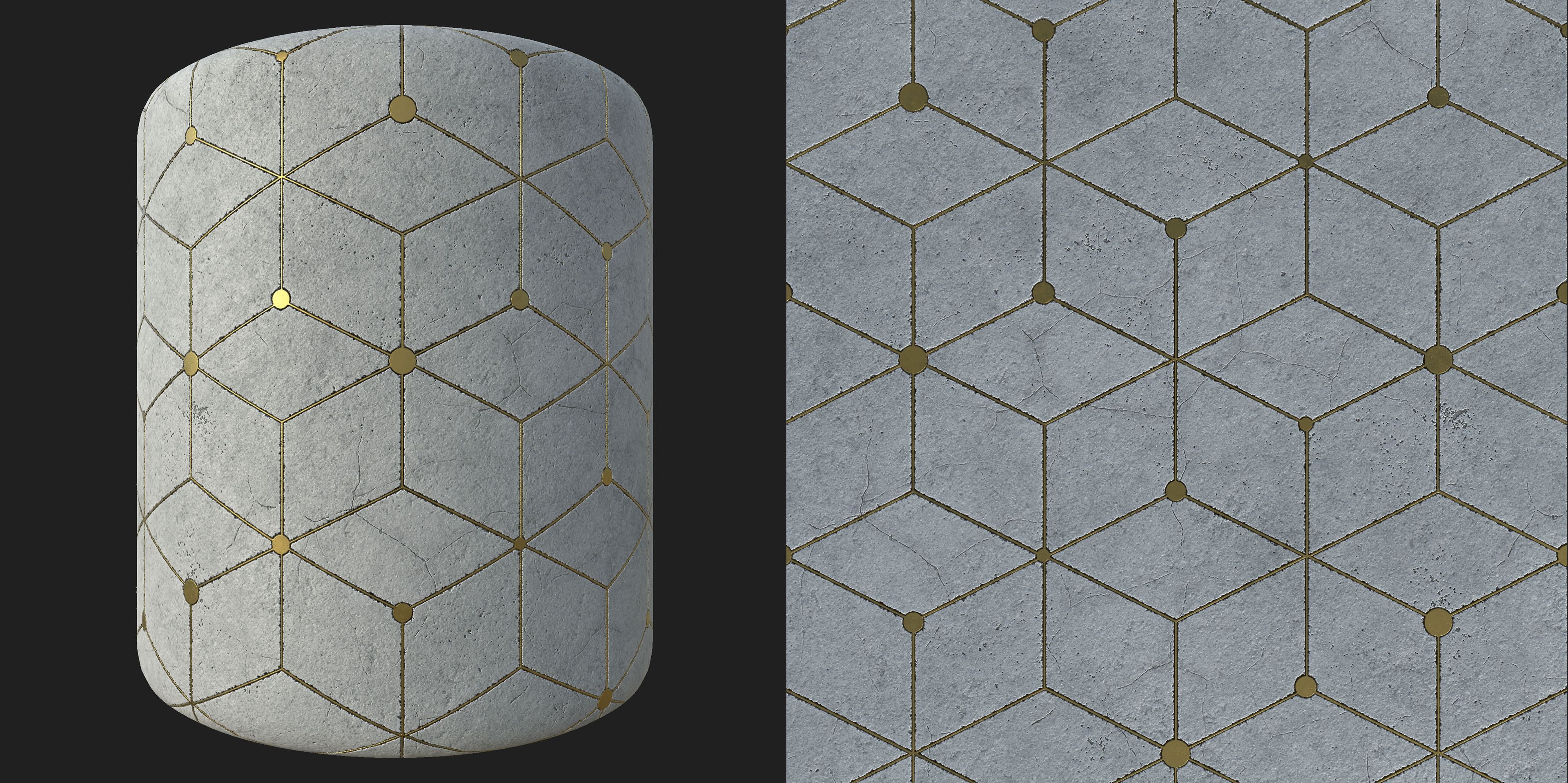 concrete with metal inlay