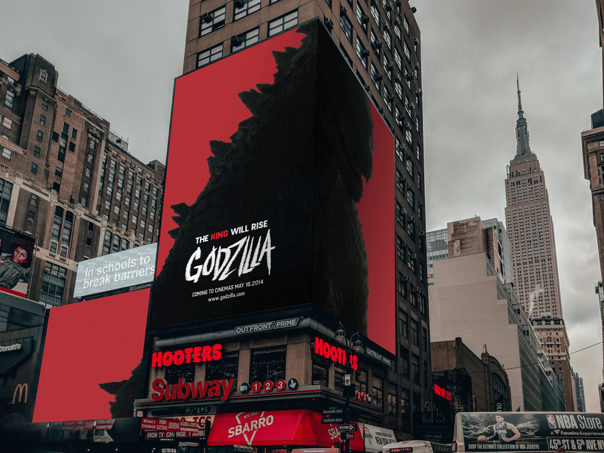 Times Square Nike New York Wallpaper ArtStation Godzilla Guerilla