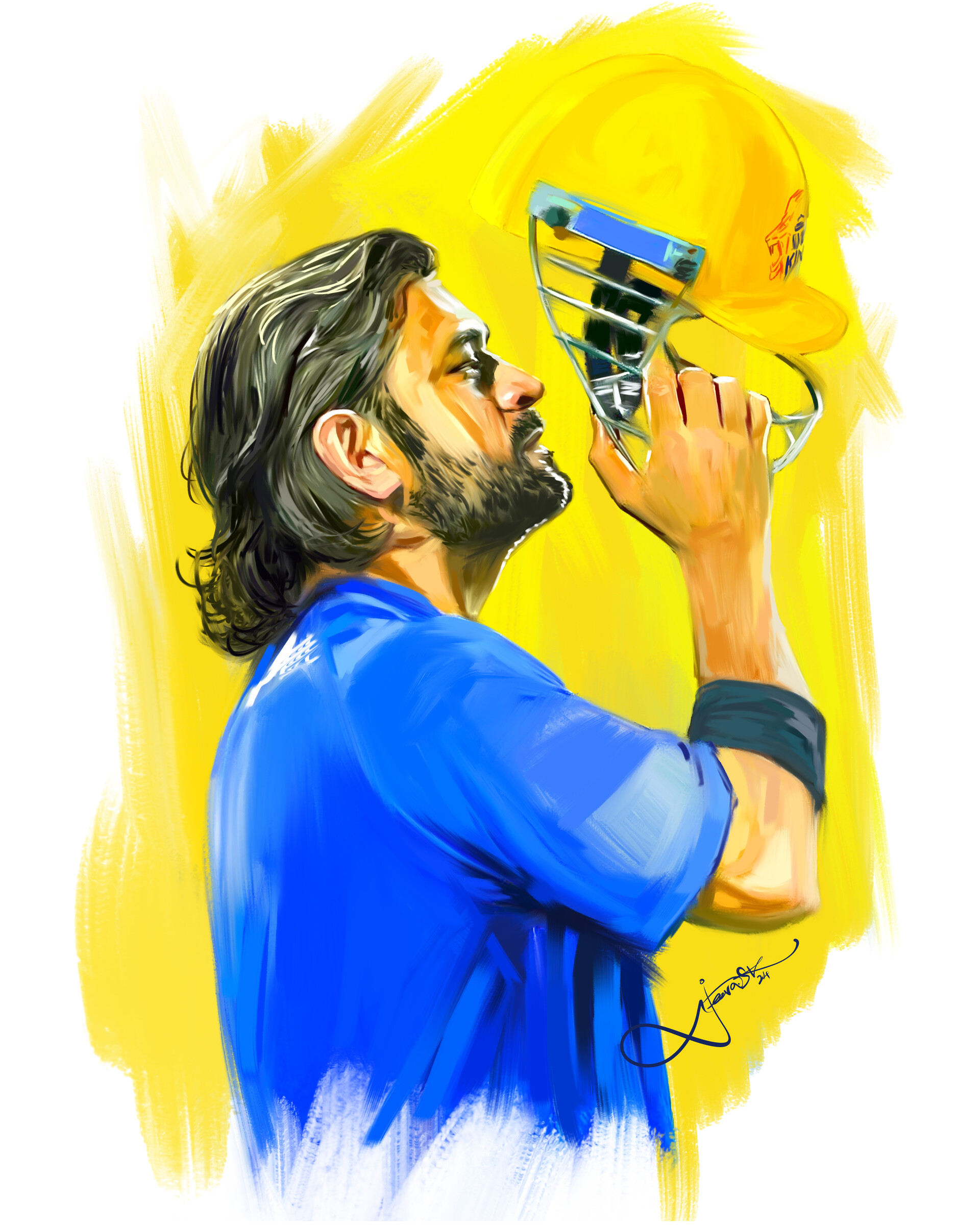 ArtStation - THALA MS DHONI PAINTING 2024 #MSDhoni #MSDhoni𓃵 # ...