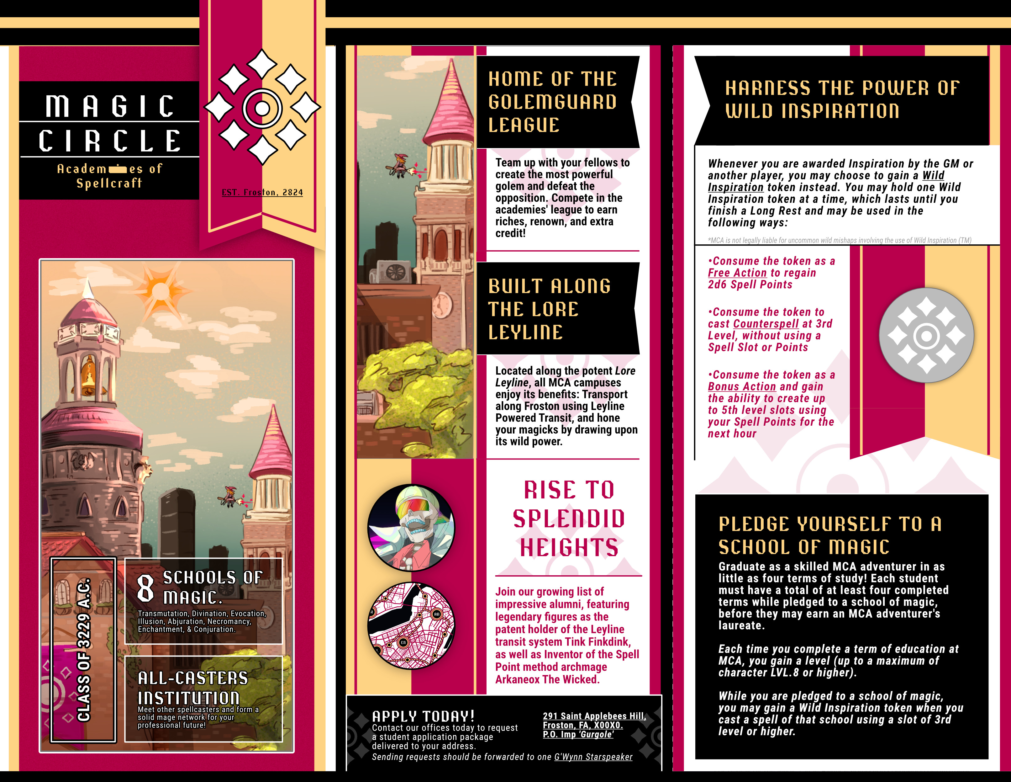 SIDE A
Of the fictional school recruitment pamphlet that will be distributed to the players.