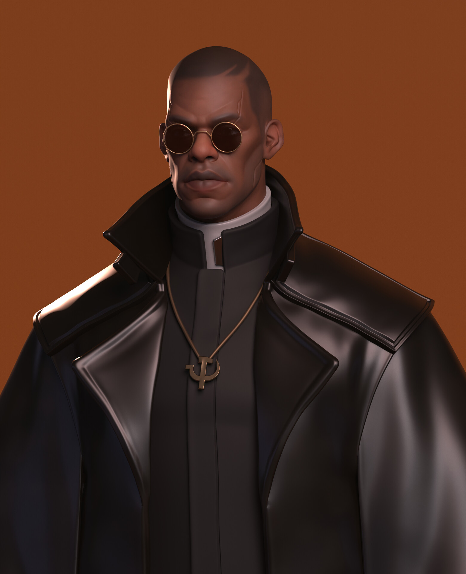 Artstation stylized head practice cyberpunk priest