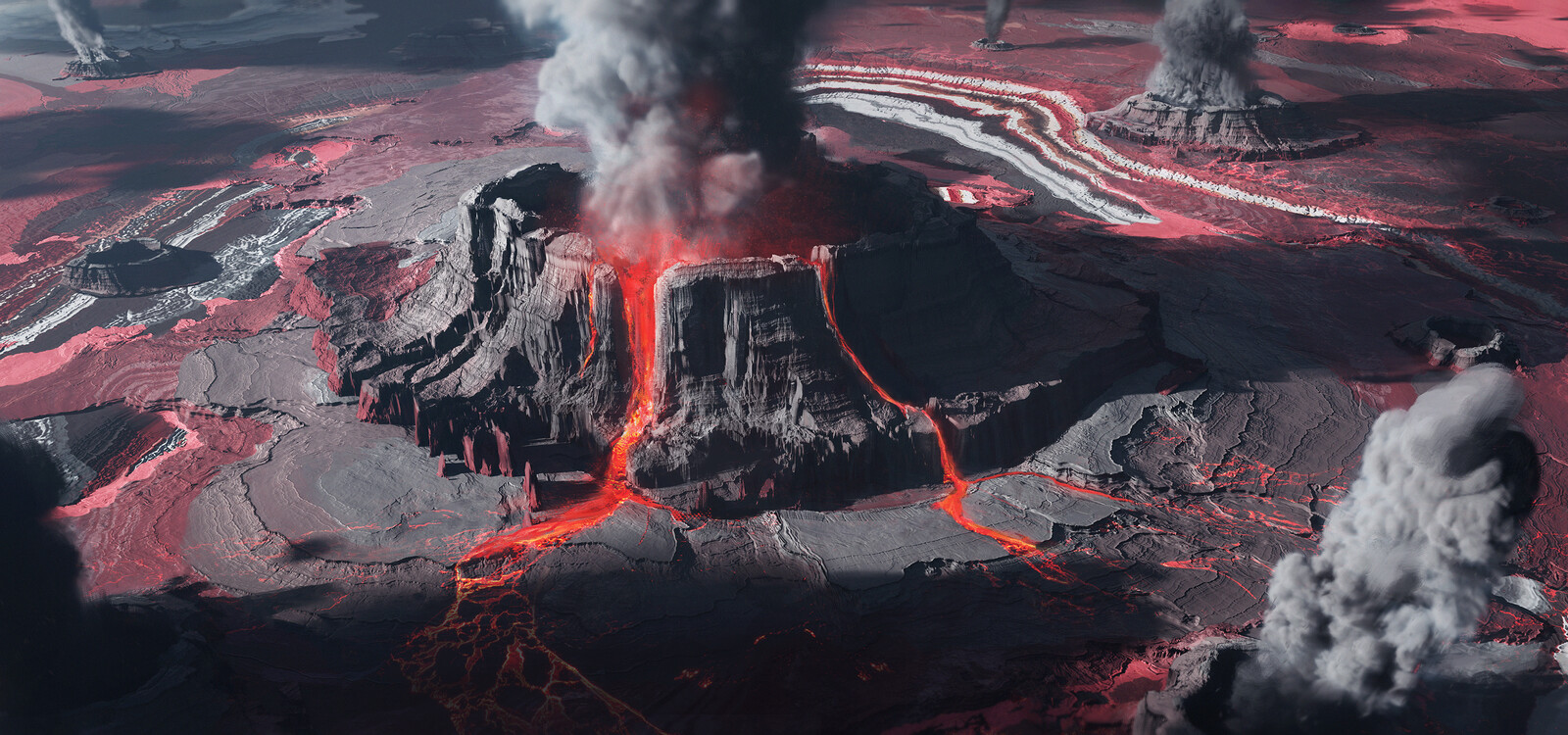 Volcanic area - Eruption 
(South side of the planet)